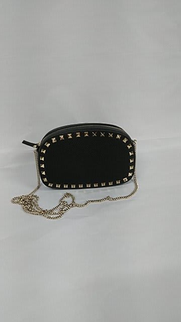 Valentino Borsa A Tracolla Rockstud In Pelle Nera Donna In Black