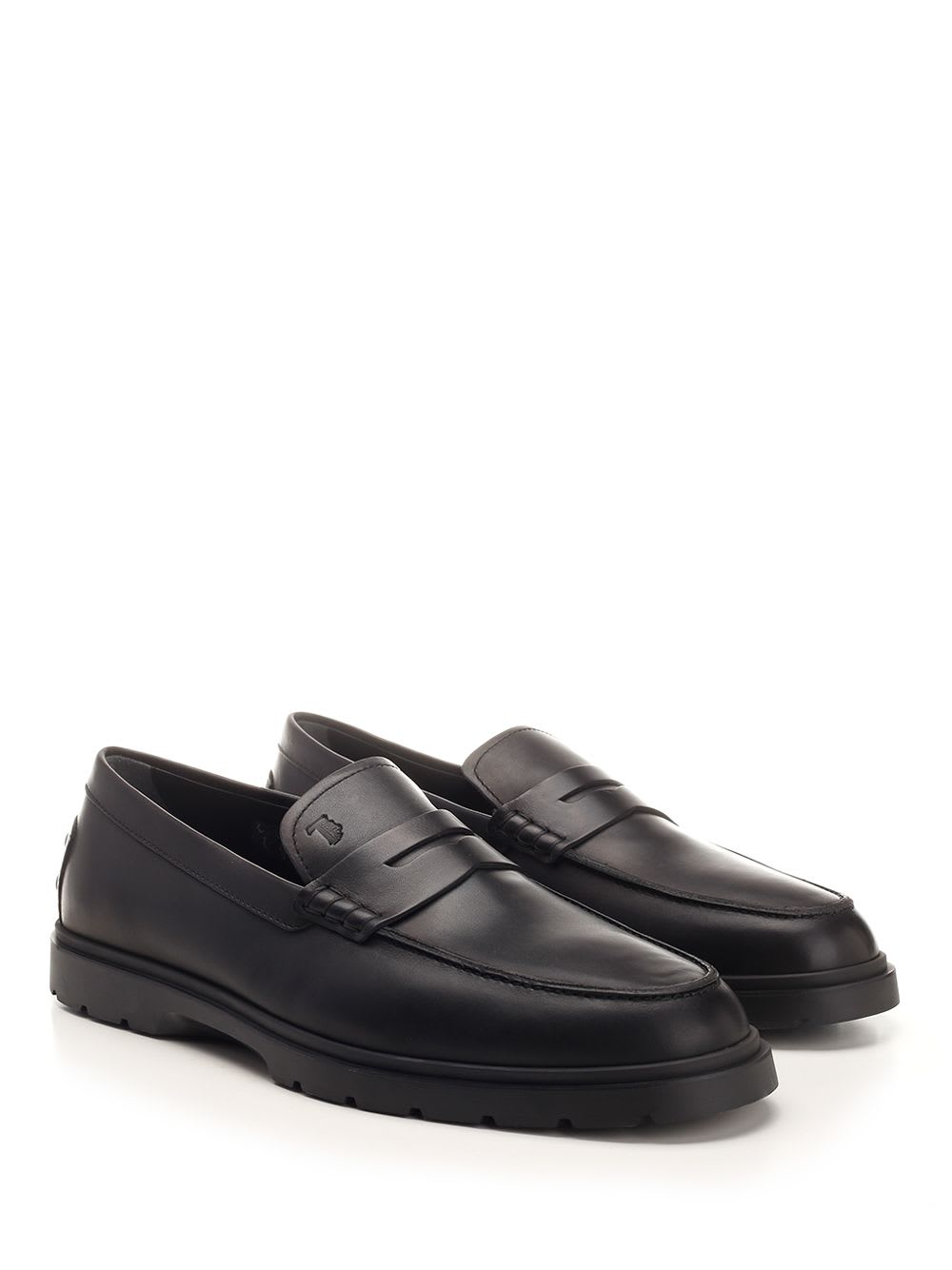 Shop Tod's Black Leather Loafers