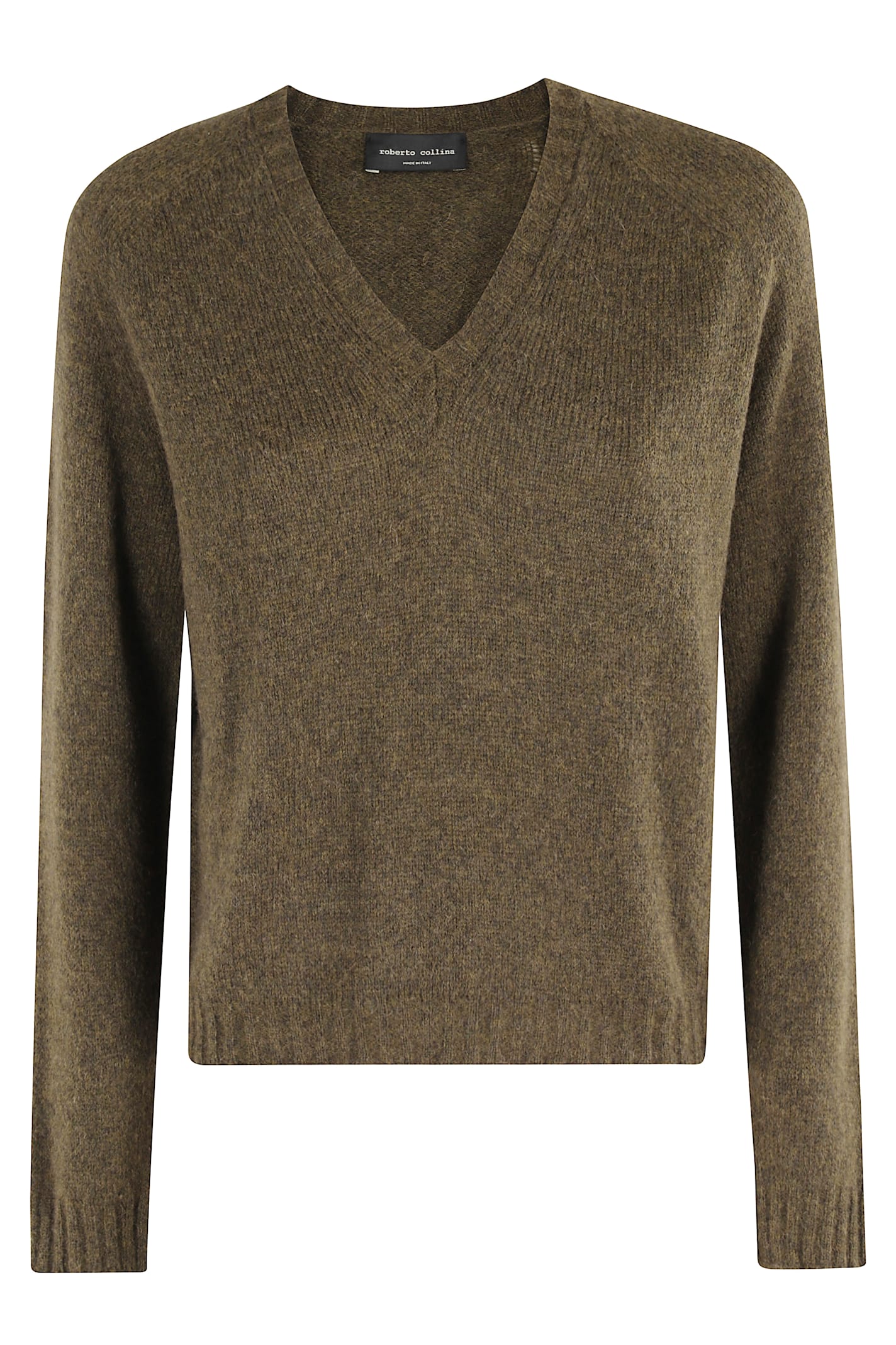 Roberto Collina Long-sleeved V-neck Sweater In Green
