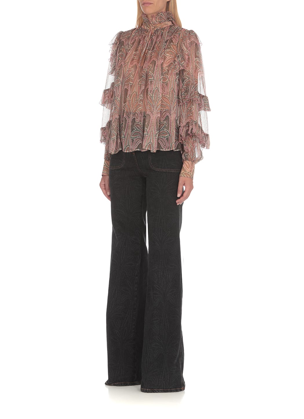 Etro Blusa In Crepe Stampato Donna In Multicolour