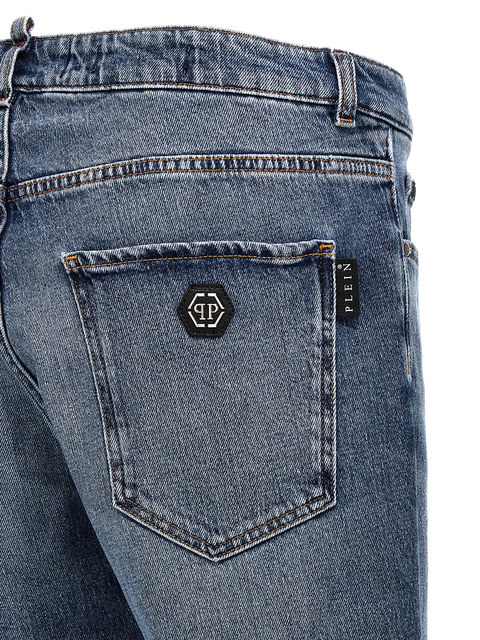 Shop Philipp Plein Denim Jeans In Blu Lavato
