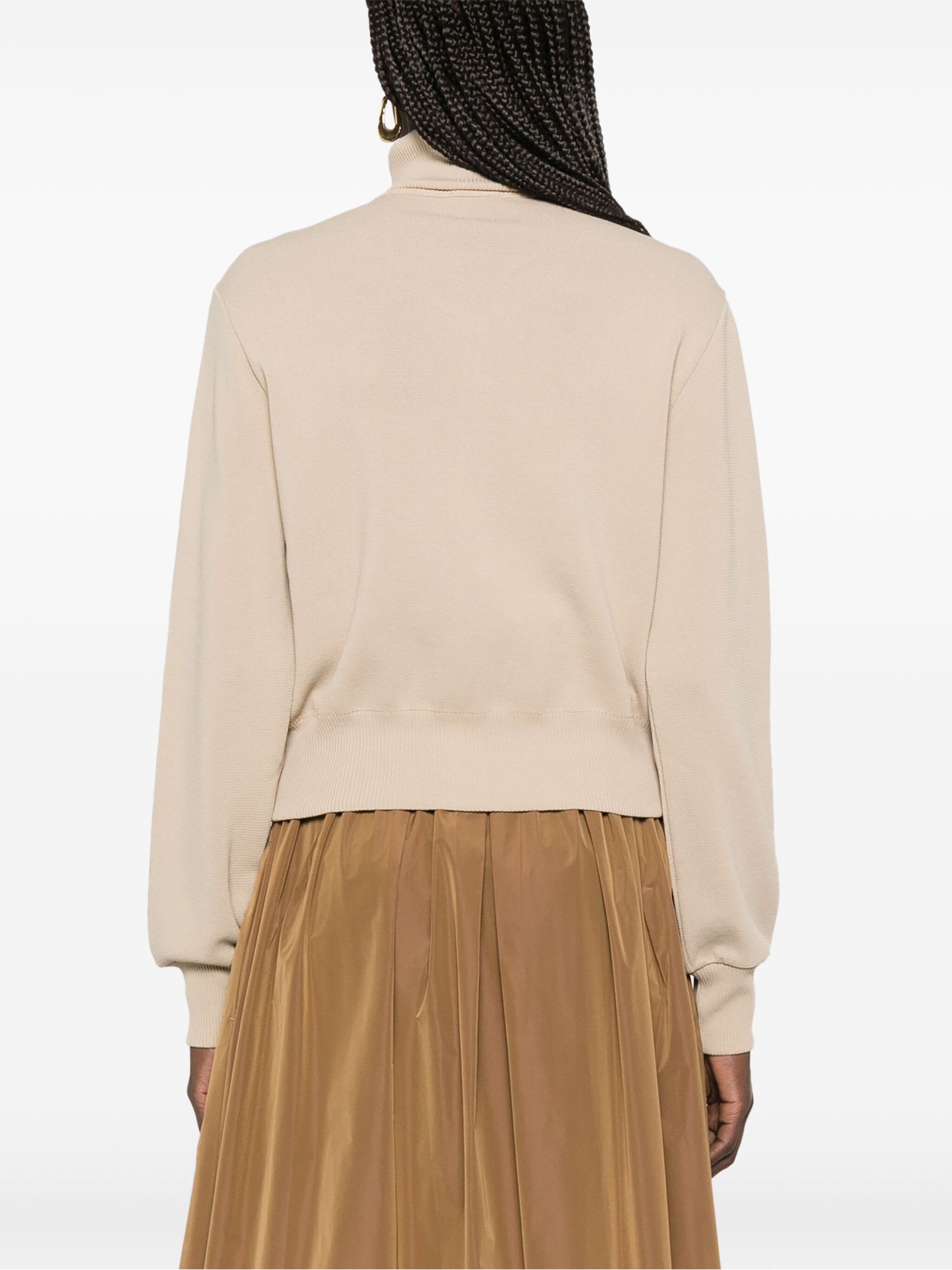 Autry Knitted Zip-up Sweatshirt In Beige