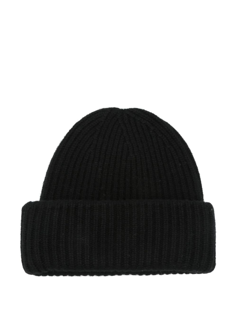 Goat Cashmere Ribbed Beanie In Black