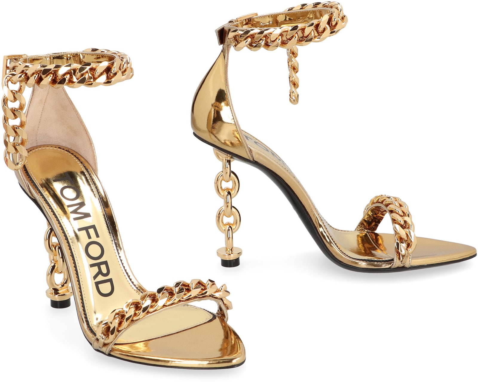 Shop Tom Ford Metallic Leather Sandals In Gold