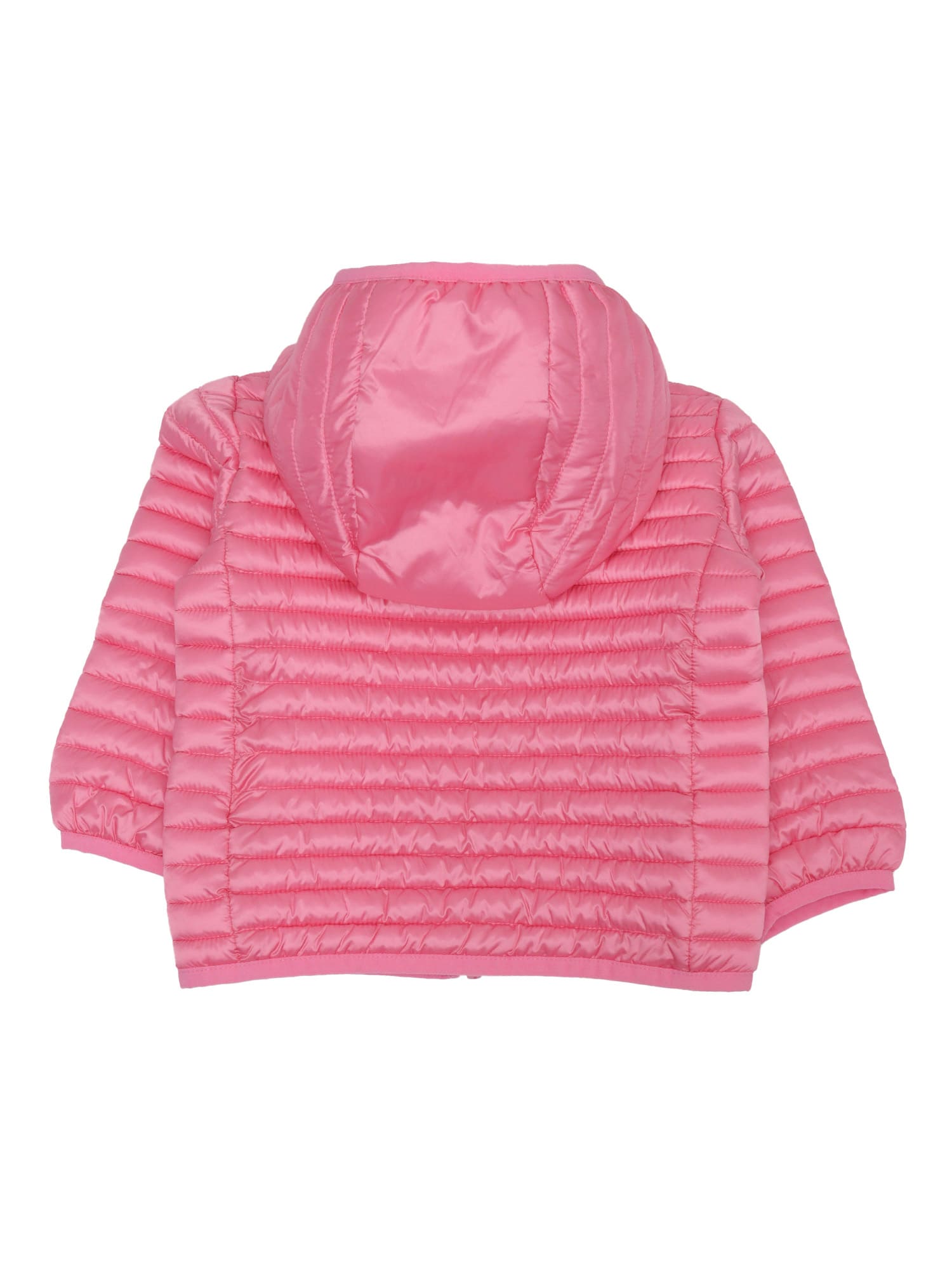 Save The Duck Pink Down Jacket For Baby Girl With Logo In Pink