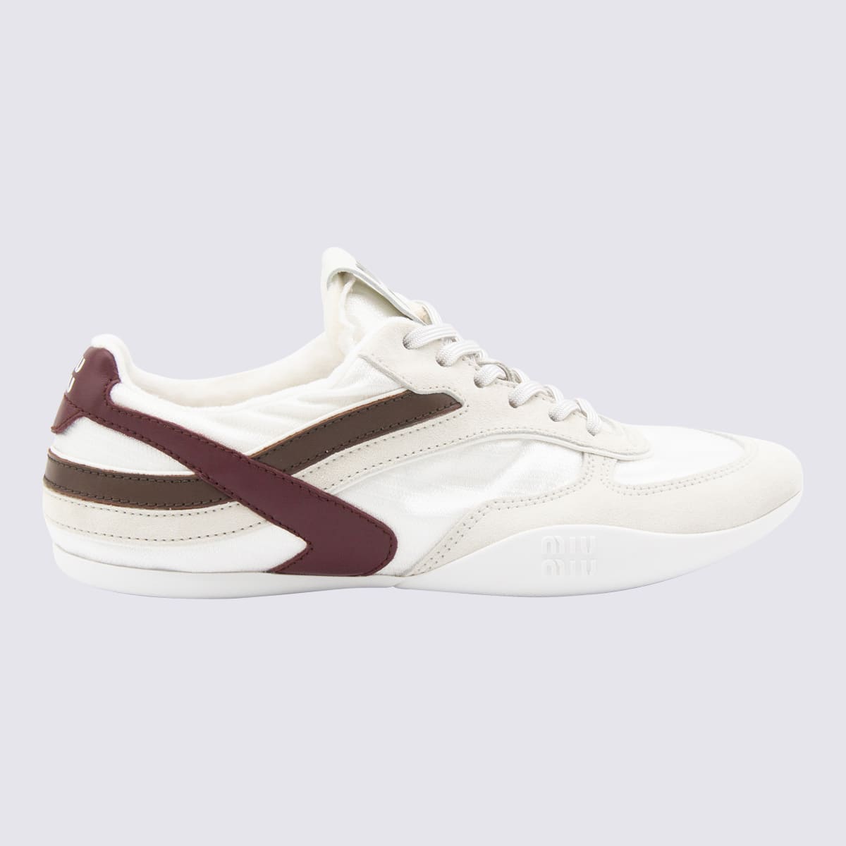 Miu Miu Women Two-tone Tech Fabric And Suede Gymnasium Sneakers In White