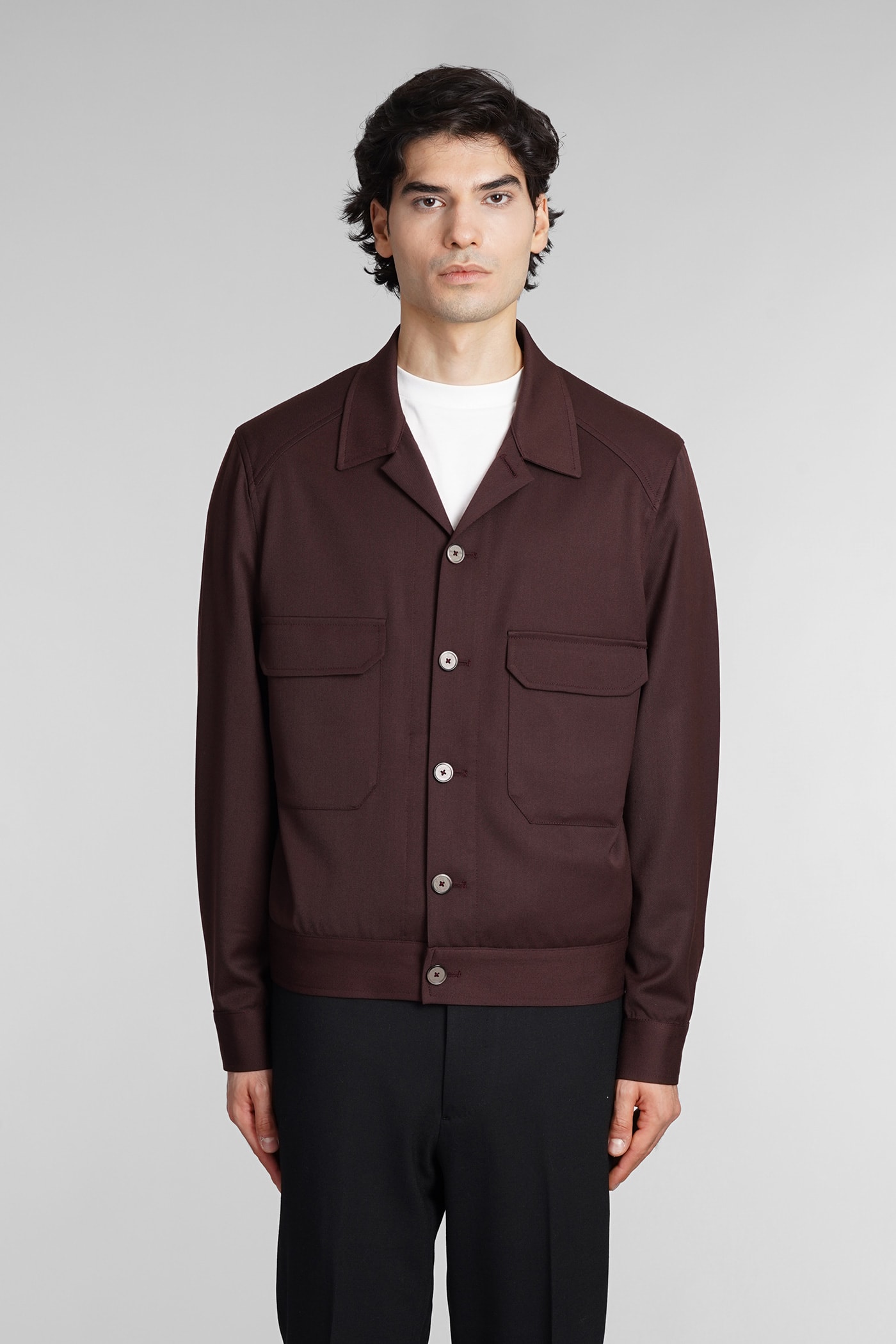 Casual Jacket In Bordeaux Polyester