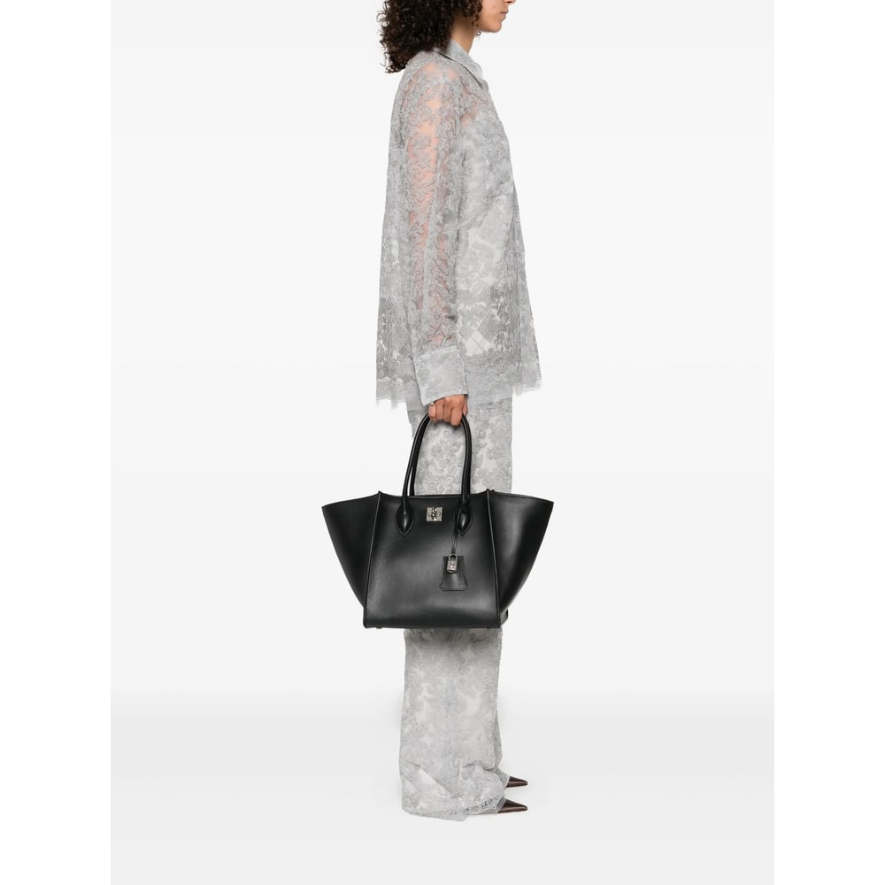 Ermanno Scervino Maggie Turn-lock Leather Tote Bag In Black