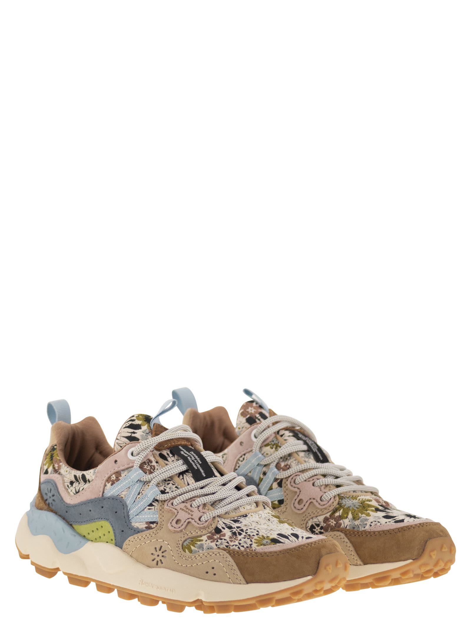 Flower Mountain Yamano 3 - Sneakers In Suede And Technical Fabric In Multi