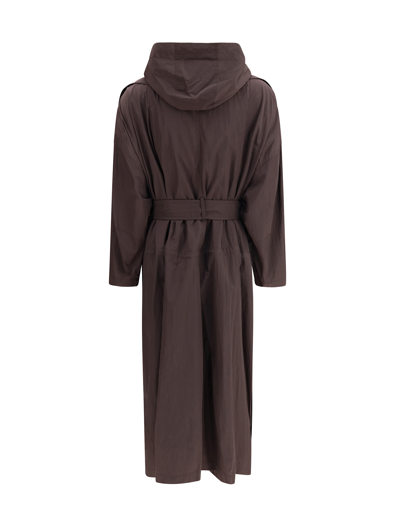 Sportmax Oversized Barba Trench Coat In Taffeta In Brown