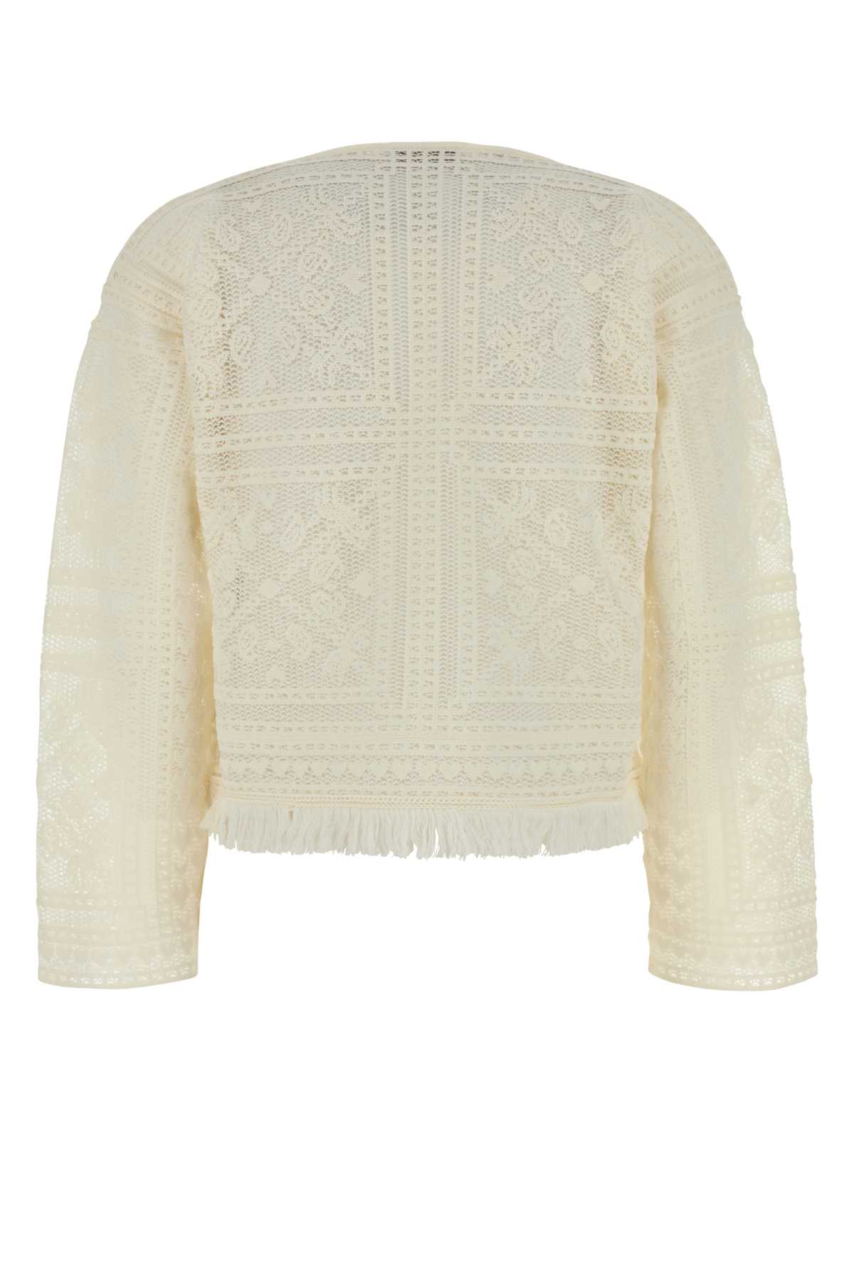Alanui Crochet Sweater With Fringe And Lace In White