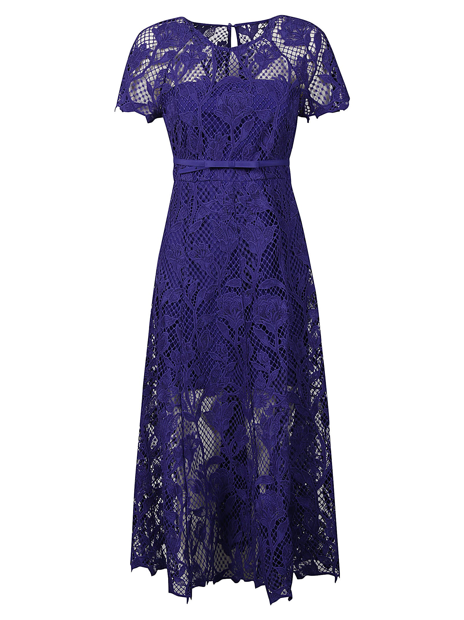 Shop Self-portrait Lace Midi Dress In Blue