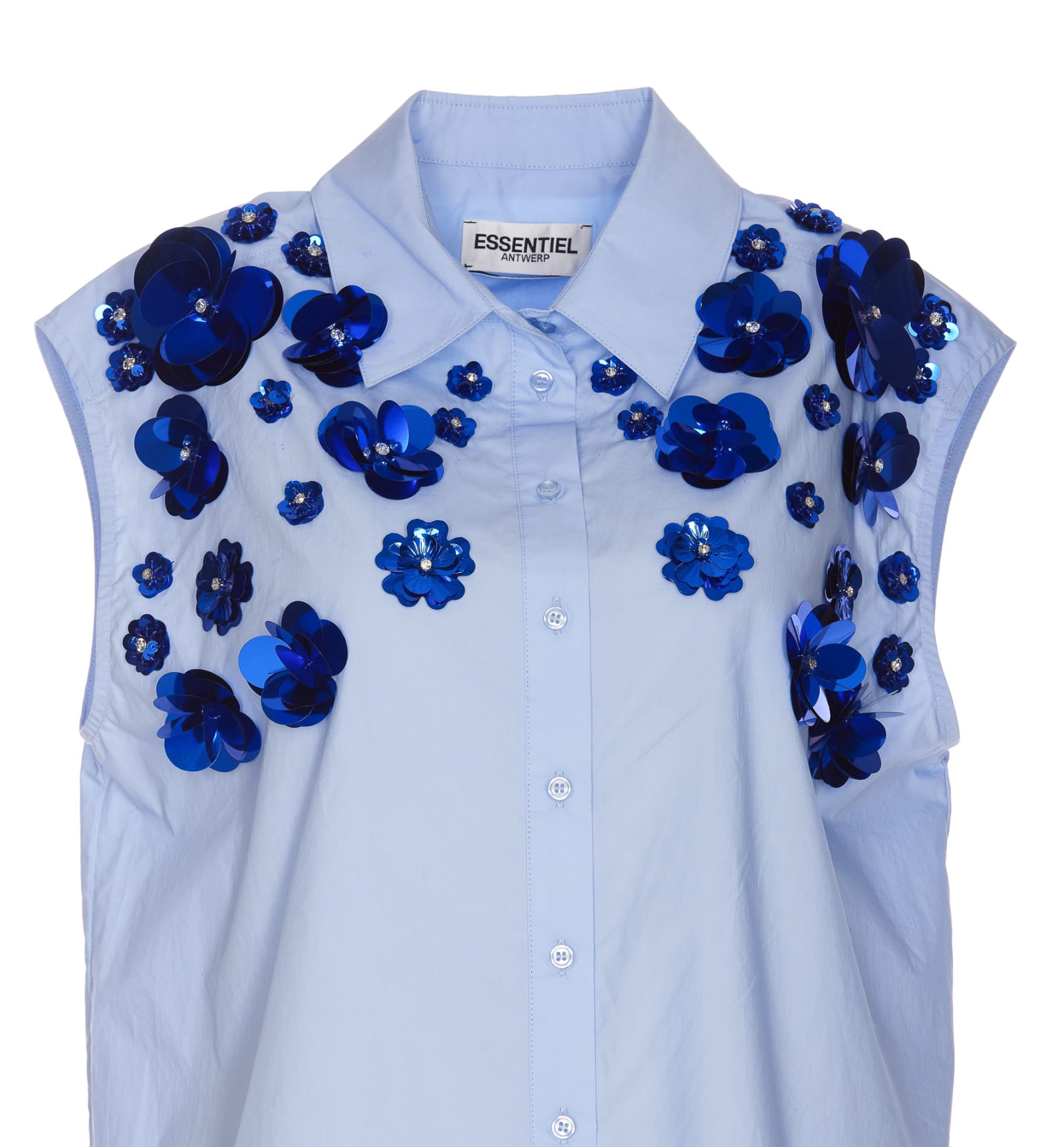 Shop Essentiel Antwerp Fight Embroidered Shirt In Azzurro