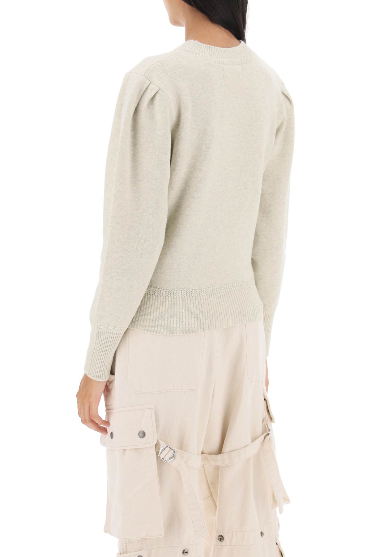 Shop Marant Etoile Kelaya Sweater With Balloon Sleeves In Neutrals