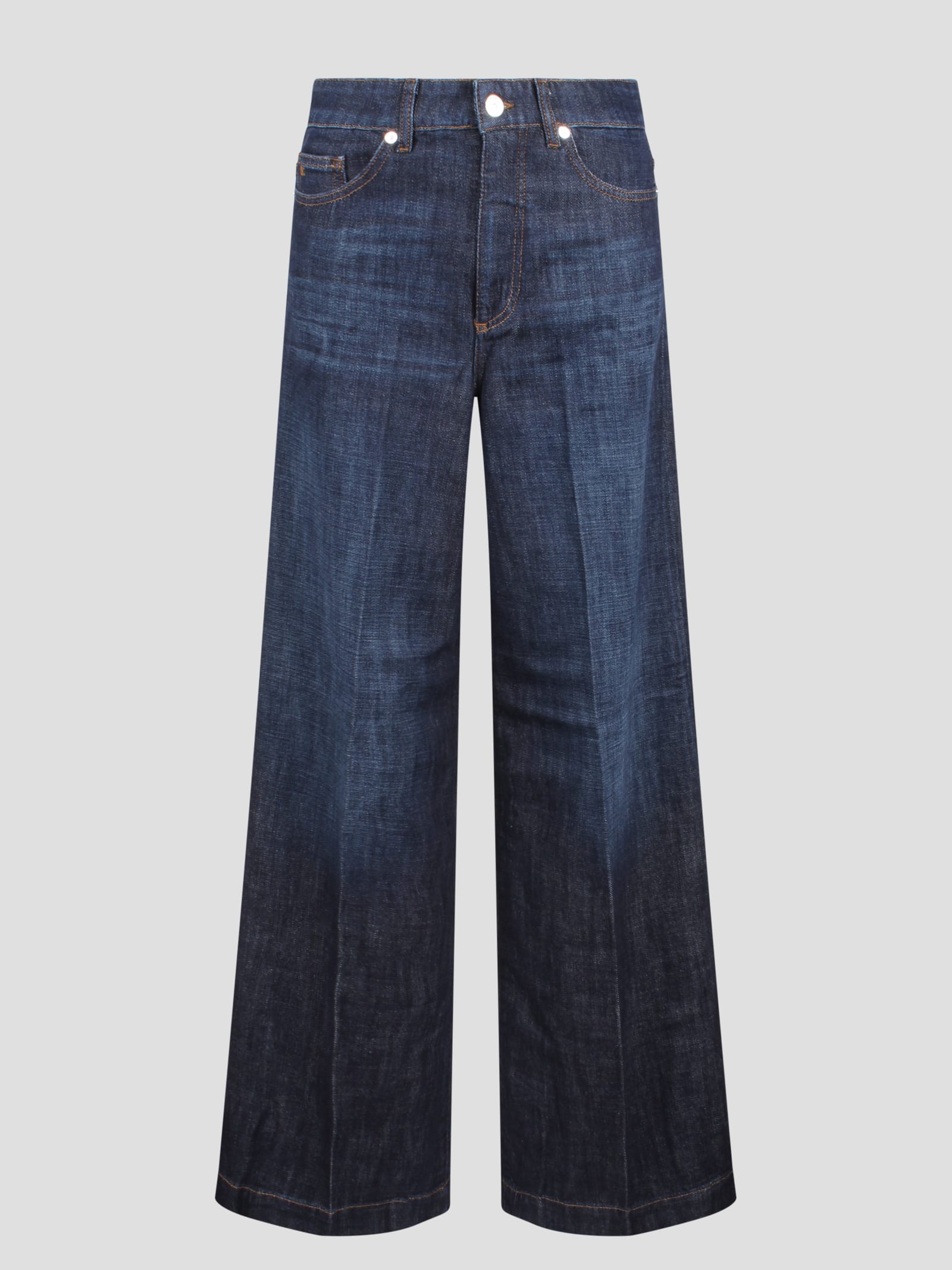 Shop Nine In The Morning Lupe Wide Jeans In Dark Blue