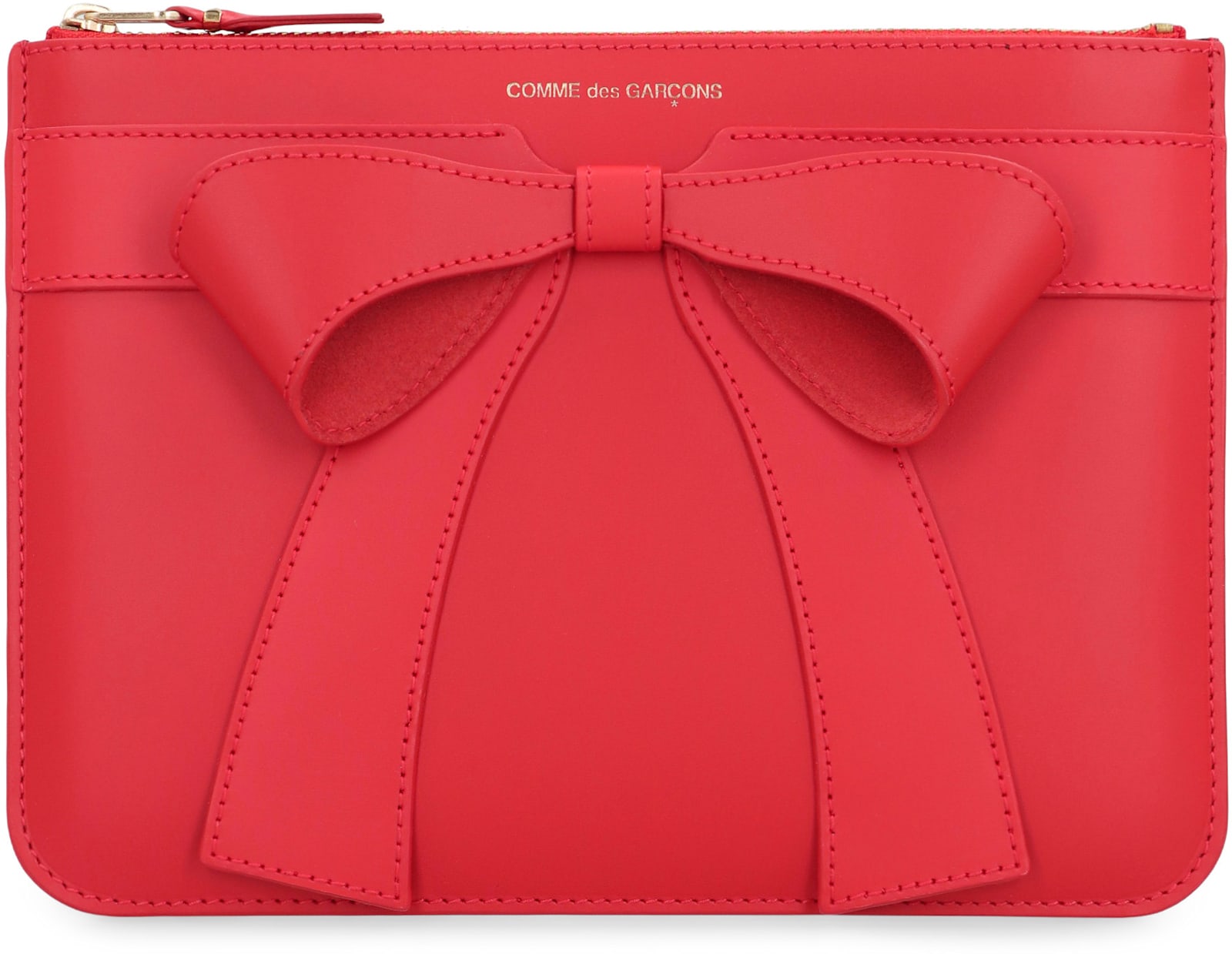 Comme Des Garçons Leather Pouch In Red