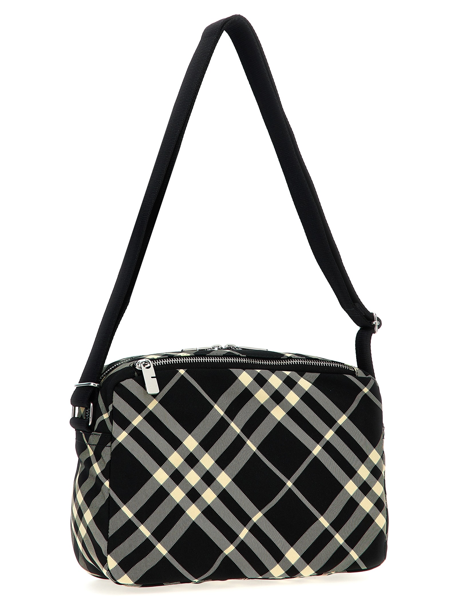 Shop Burberry Check Crossbody Bag In Black