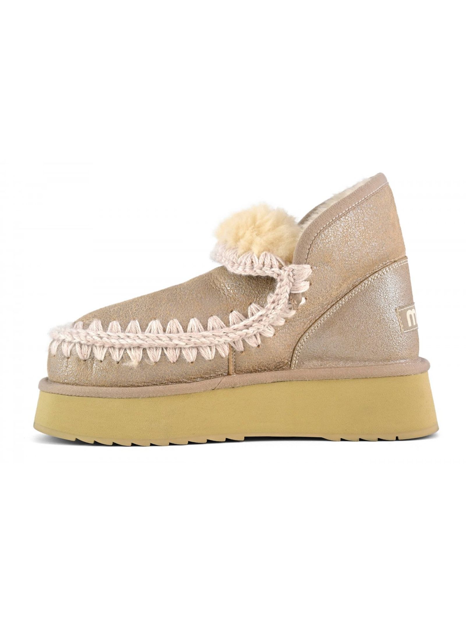 Shop Mou Mini Eskimo Platform Boot In Stone Metalic In Grey