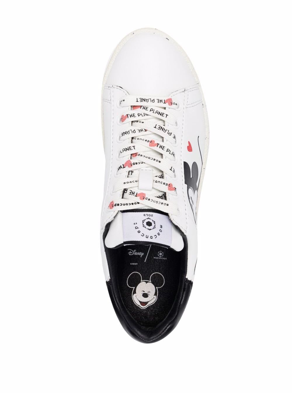 M.O.A. master of arts White Recycled Fabric Sneakers With Mickey Mouse Print