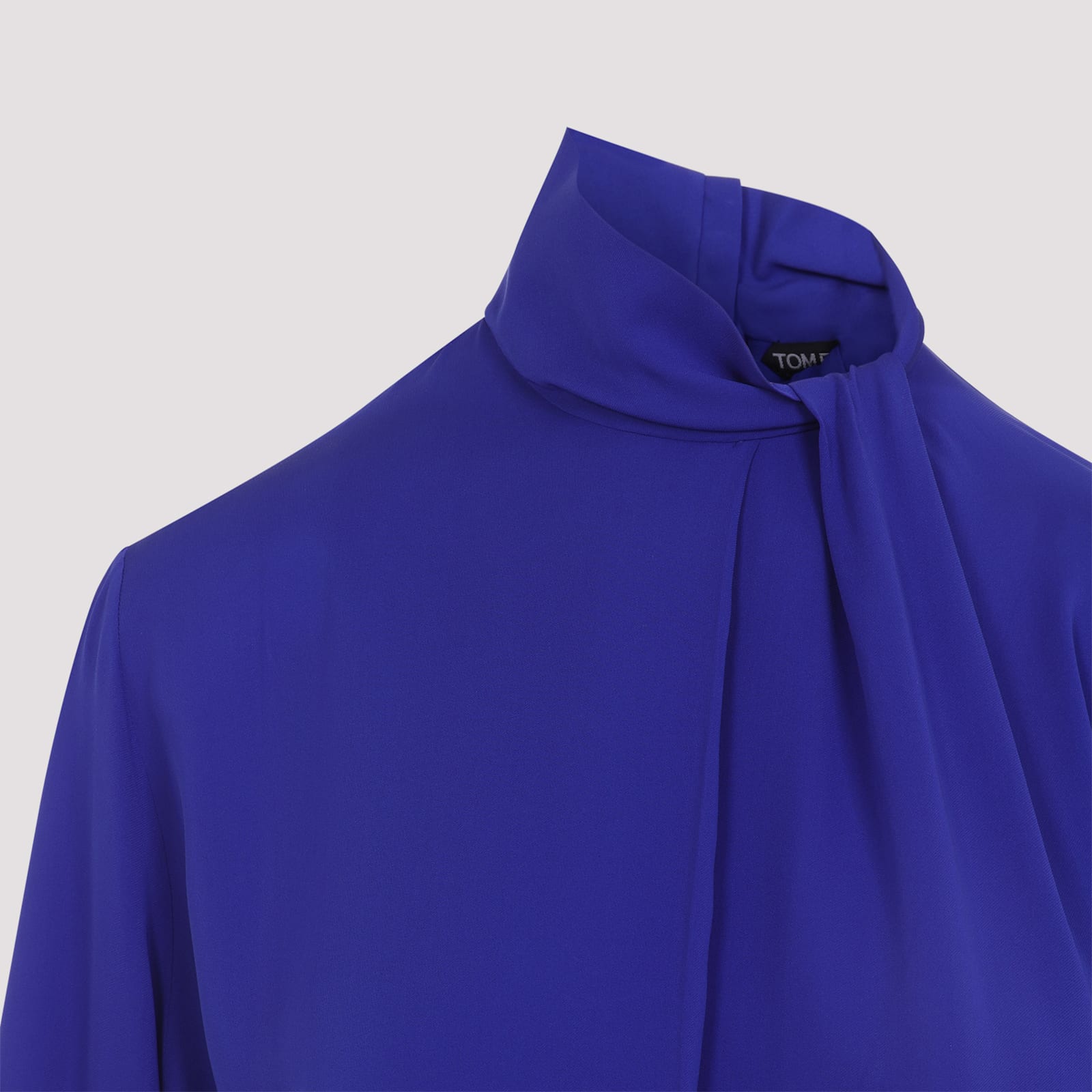 Tom Ford Washed Silk Georgette Blouse In Blue
