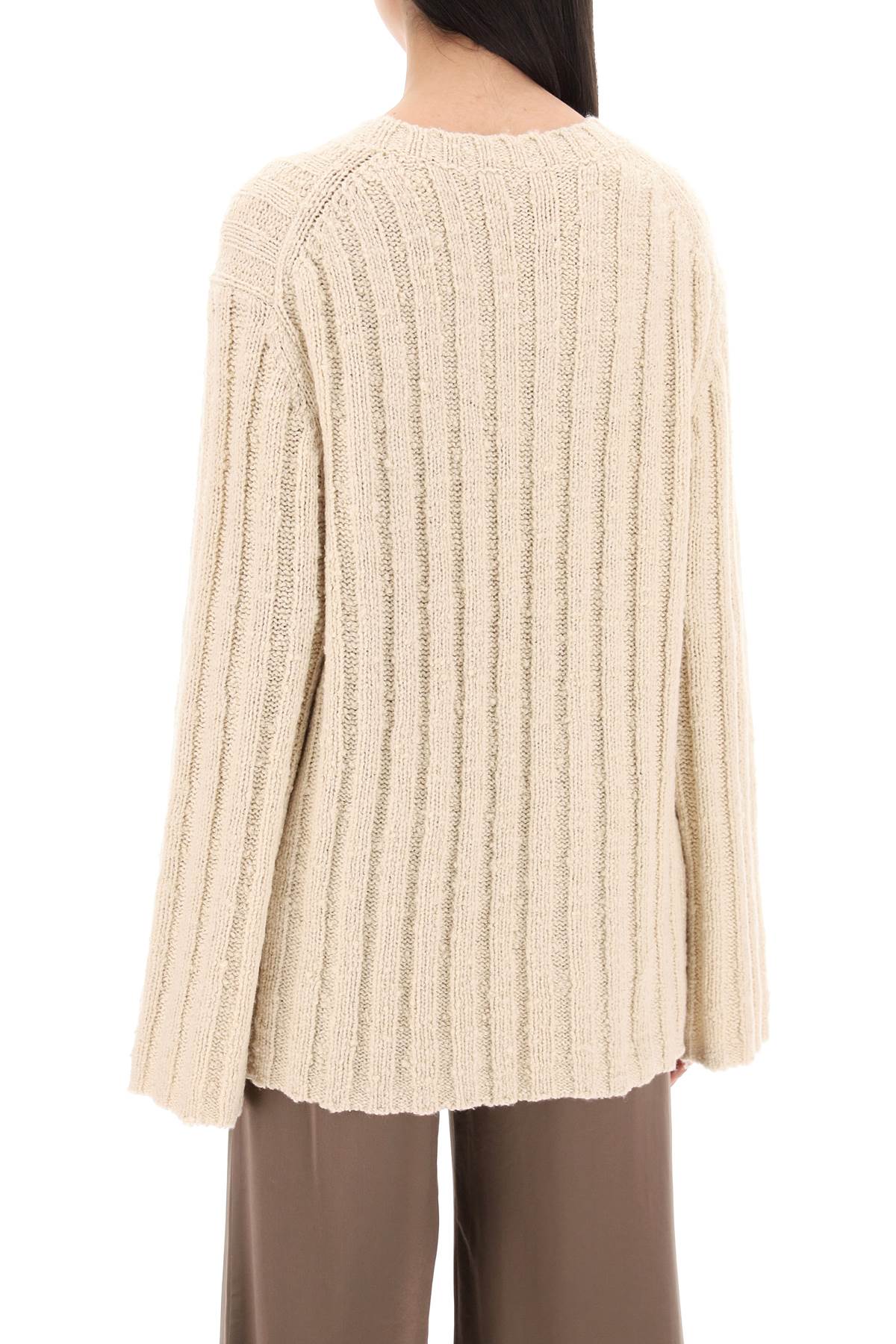 Shop By Malene Birger Cirra Ribbed Knit Pul In Oyster Gray (beige)