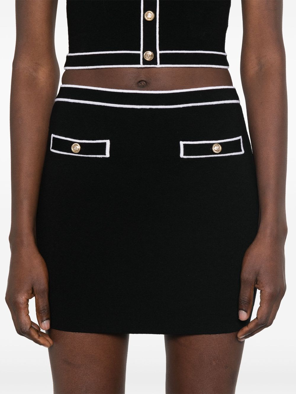 Alice And Olivia Kipp Knit Wool-blend Mini Skirt In Black
