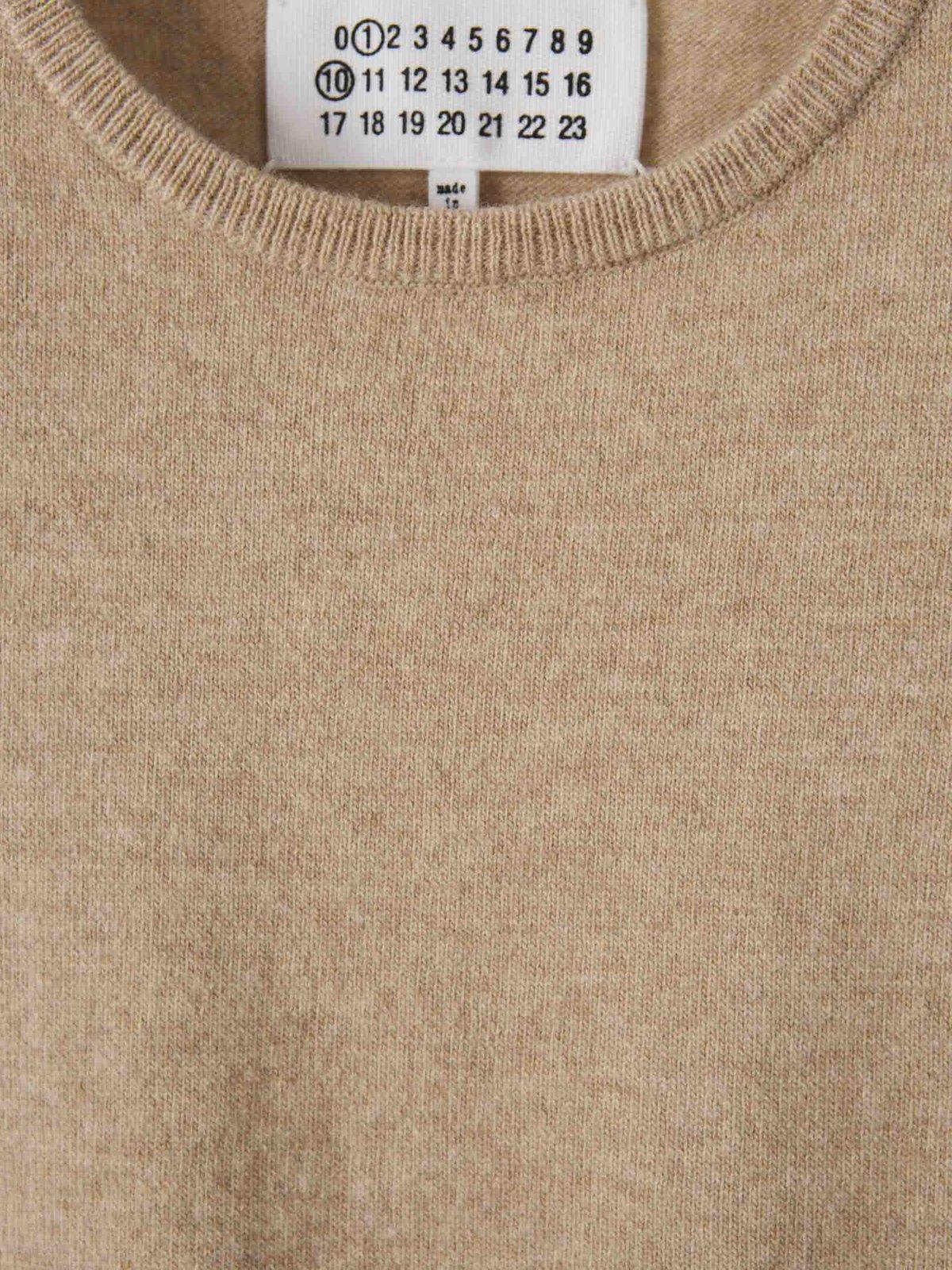 Maison Margiela Knitted Crewneck Top In Brown
