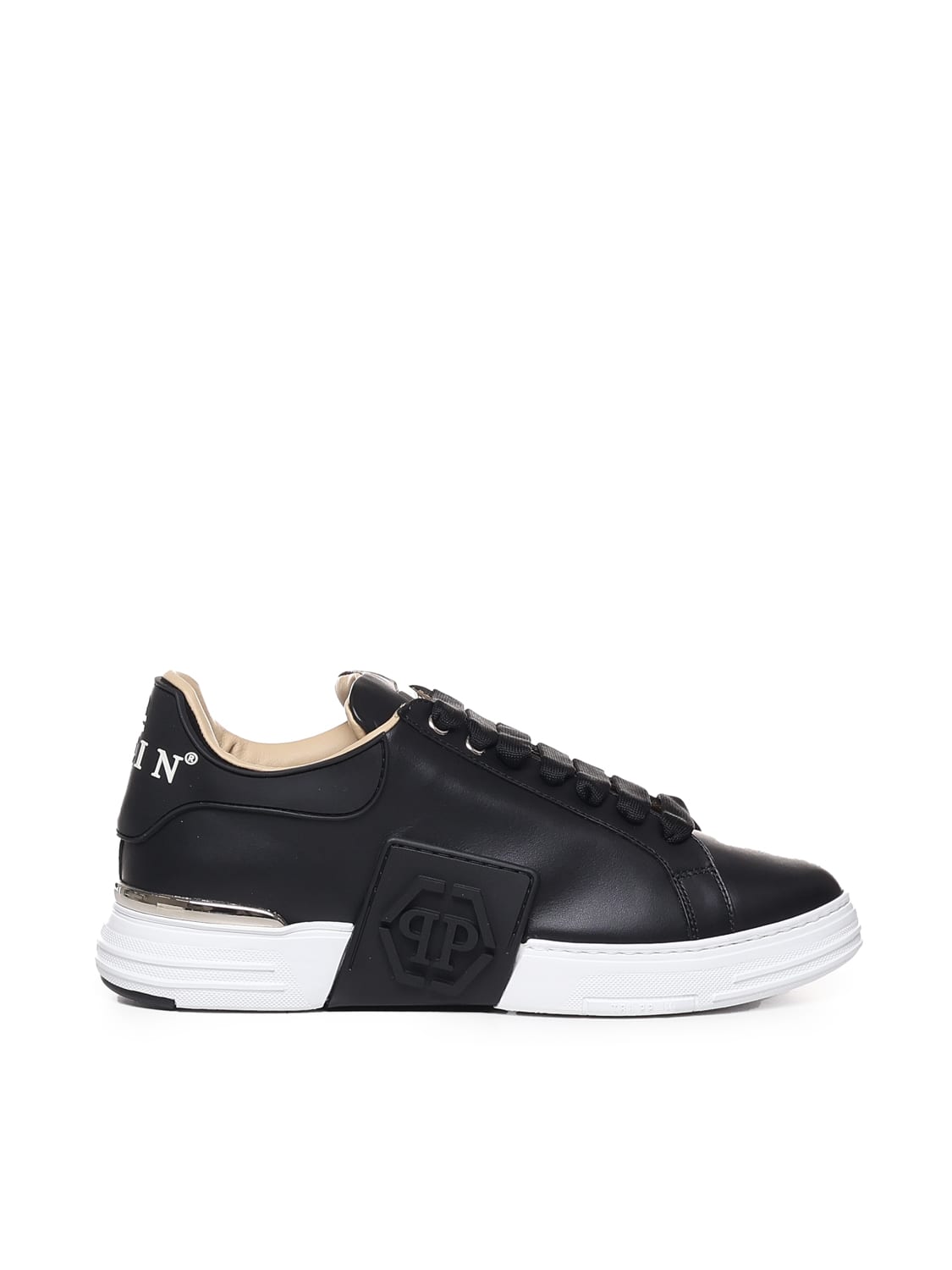 Shop Philipp Plein Phantom Kicks Hexagon Sneakers In Black / White