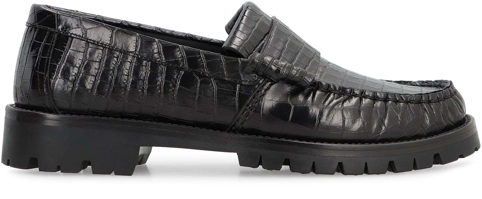Rhude Crocodile-effect Loafers In Black