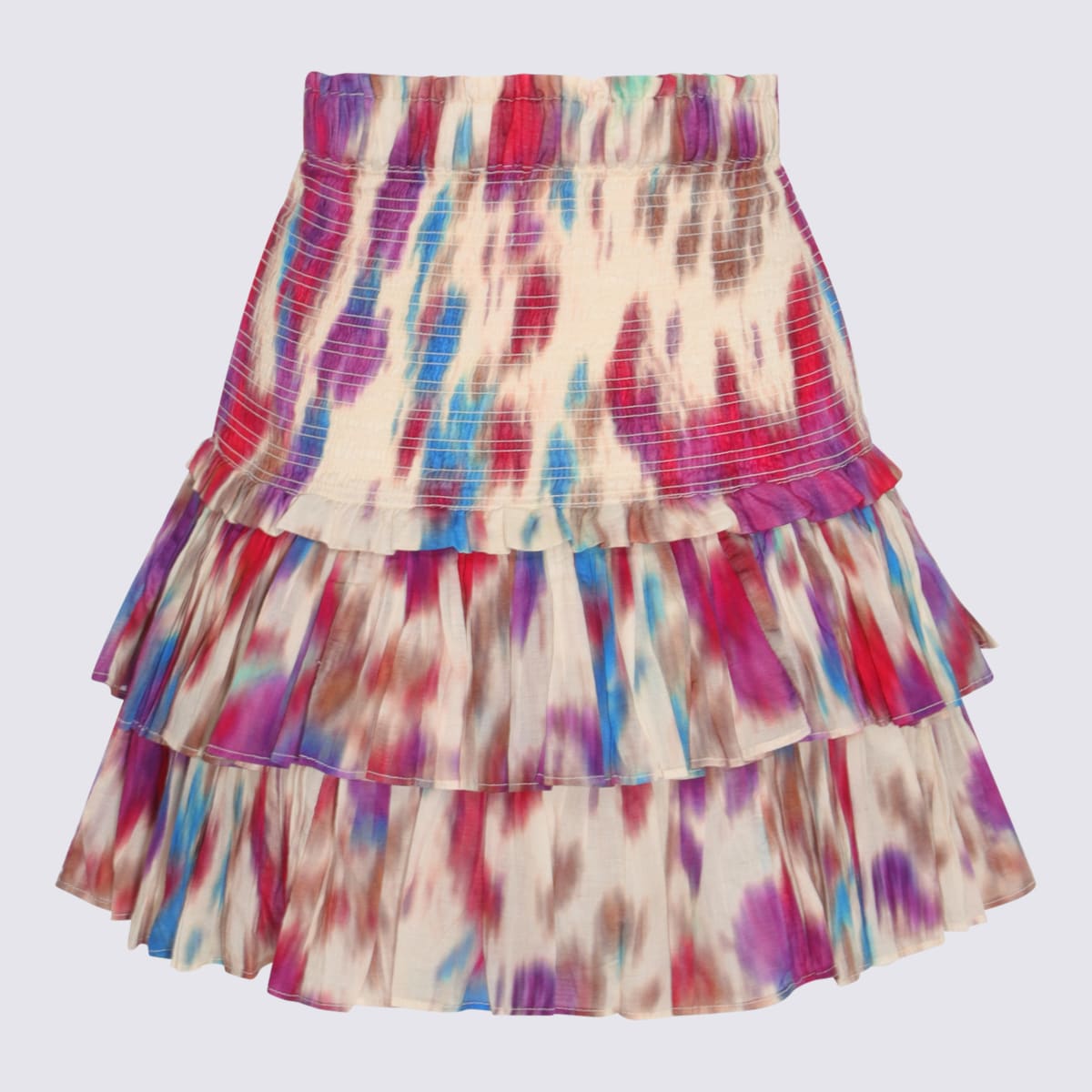 Shop Marant Etoile Multicolot Cotton Skirt In Beige/raspberry