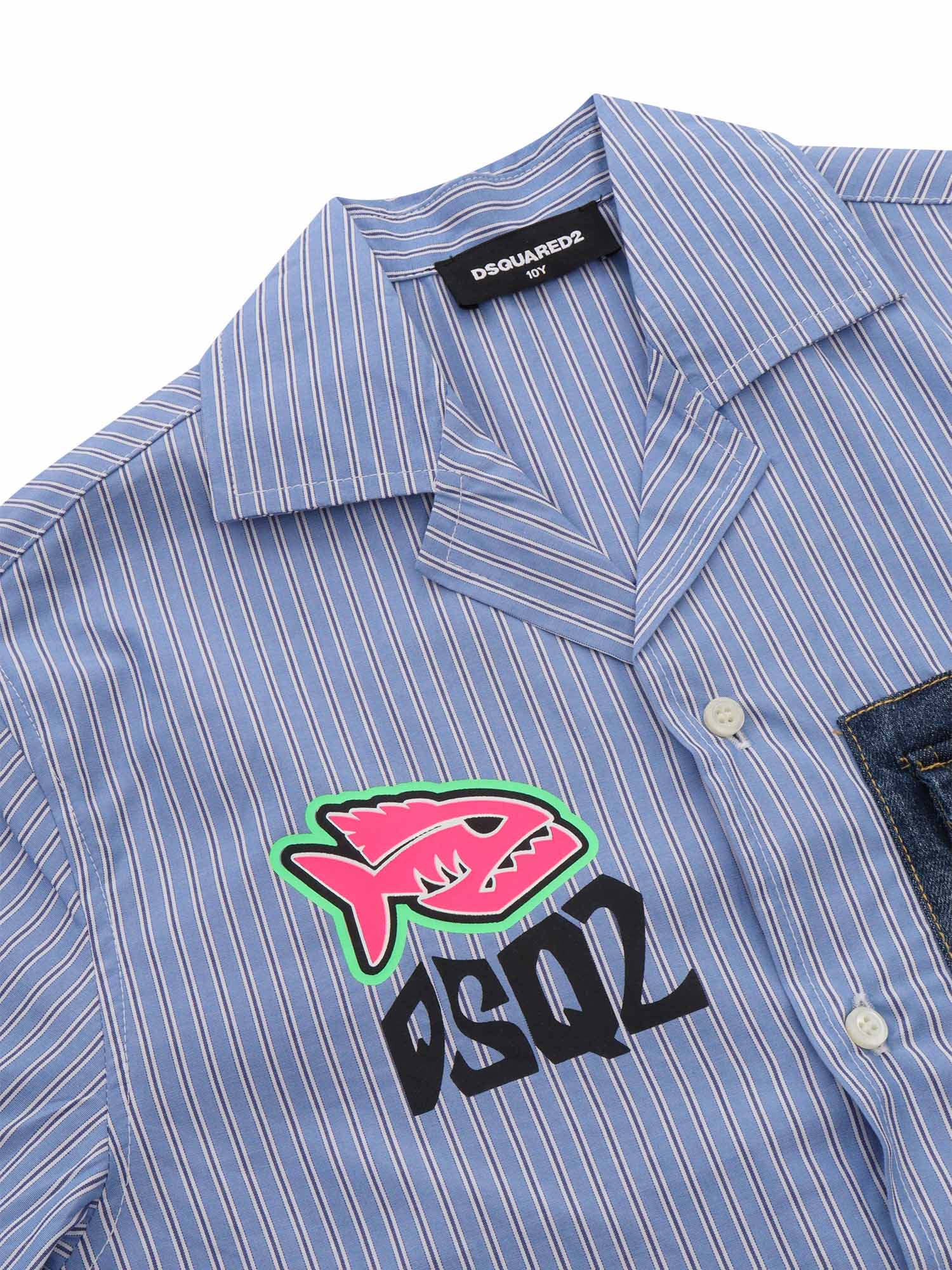 Shop Dsquared2 Shirt With Logo In Light Blue
