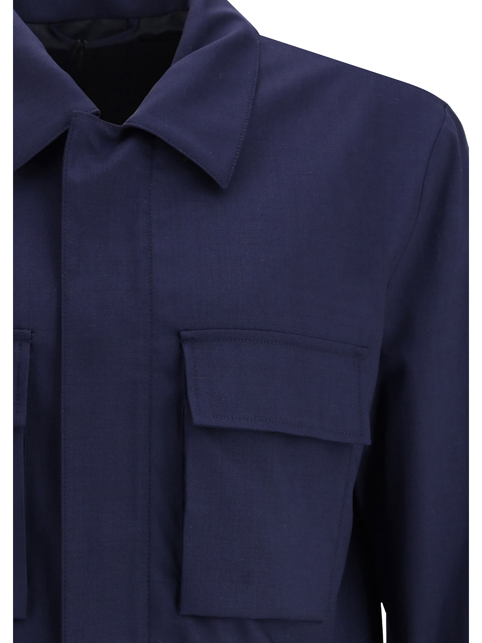 Shop Kiton Shirt Jacket In Blu