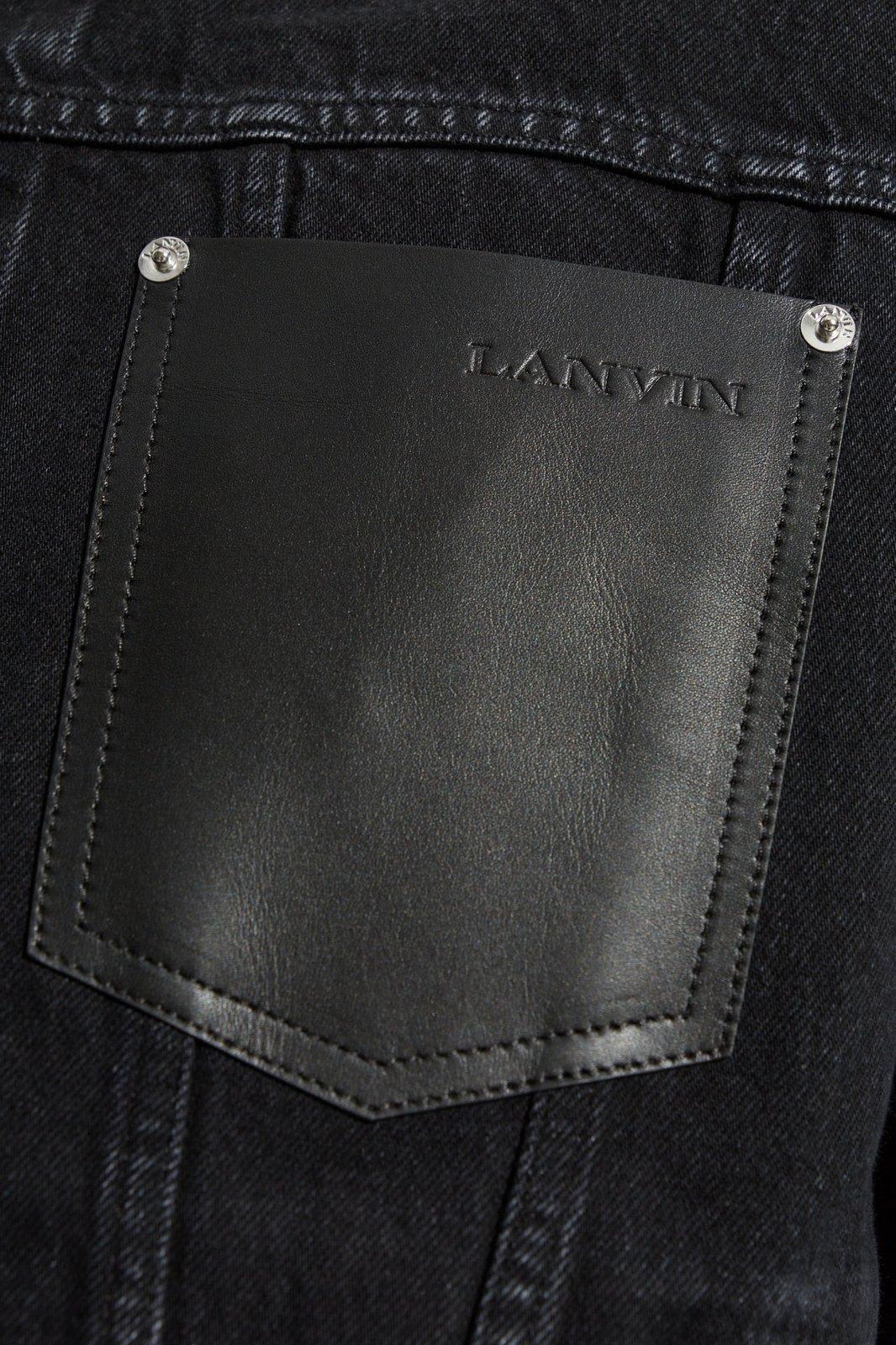 Shop Lanvin Logo Embossed Denim Jacket In Nero