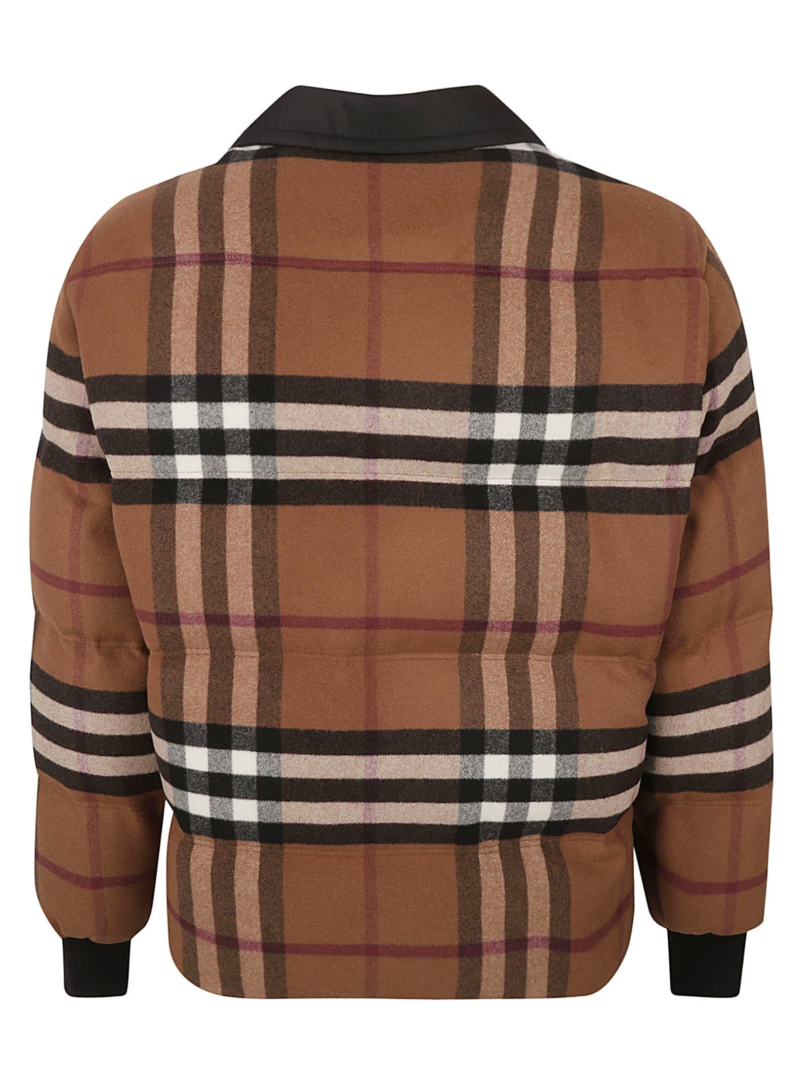 Shop Burberry Wheelton Check Padded Jacket In Dark Birch Brown