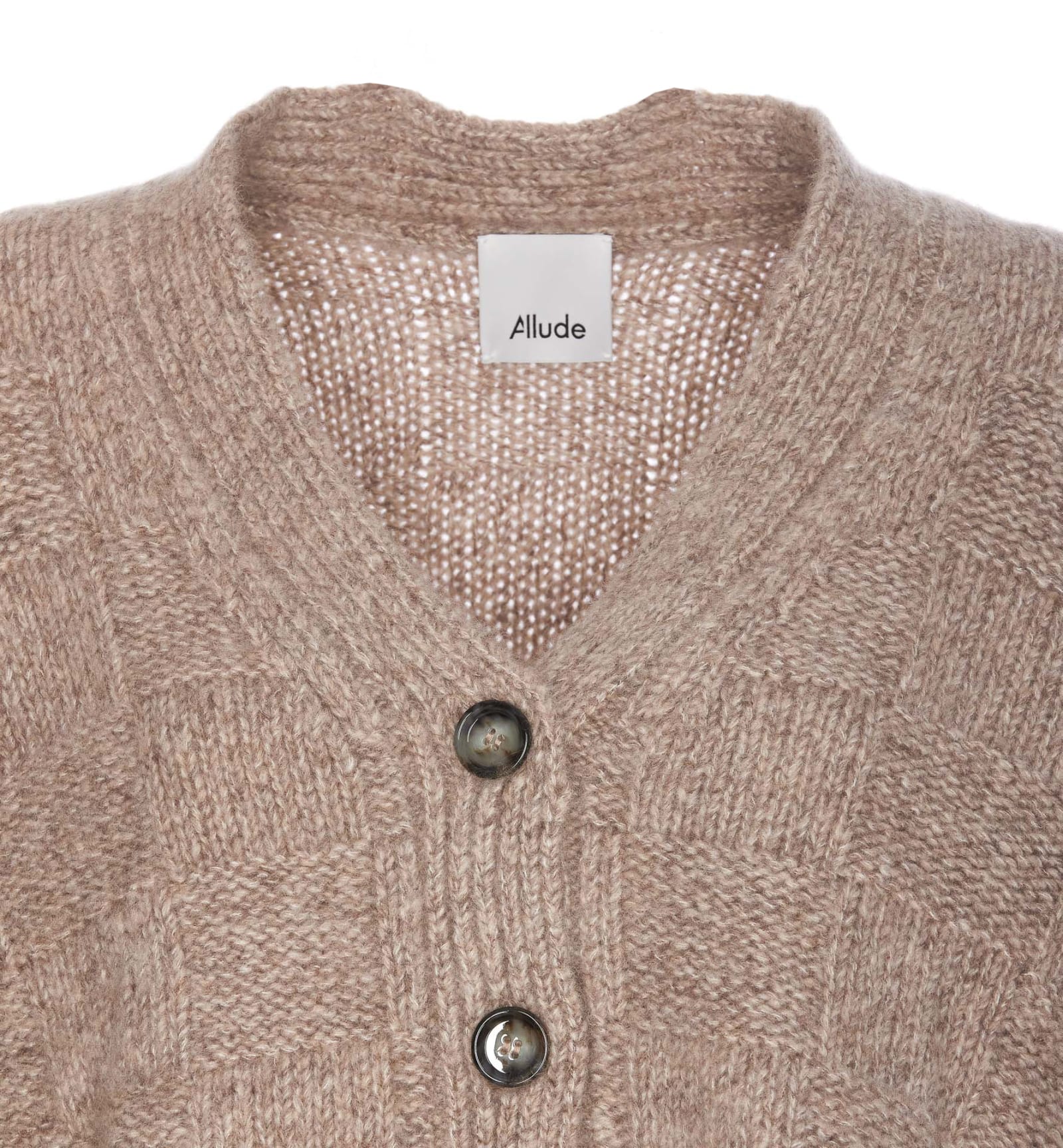 Shop Allude V-cardigan In Beige