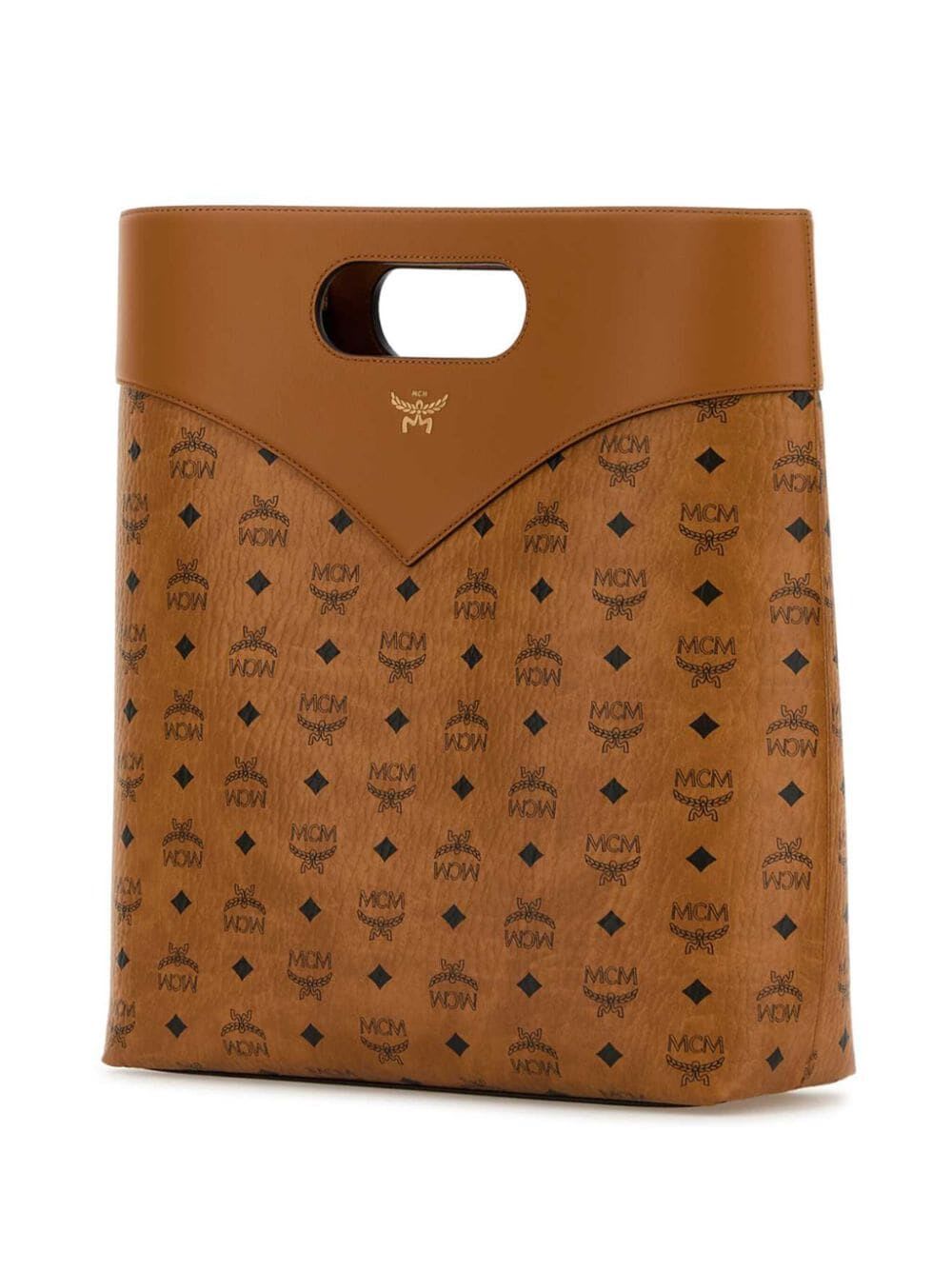 Shop Mcm Diamond Vlm Tote Large In Cognac