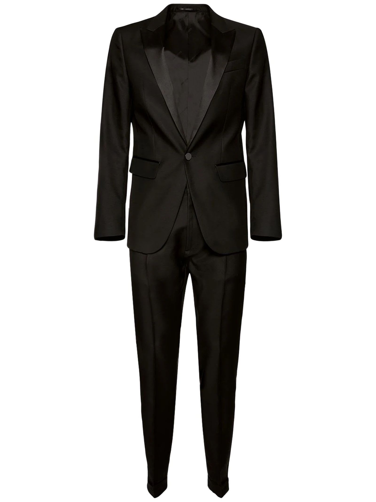 Shop Dsquared2 Black Berlin Wool And Silk Suit