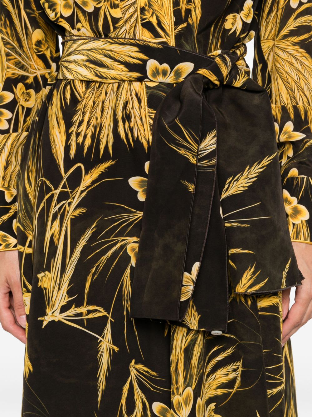 F.r.s For Restless Sleepers For Restless Sleepers Silk Blend Printed Maxi Dress In Black