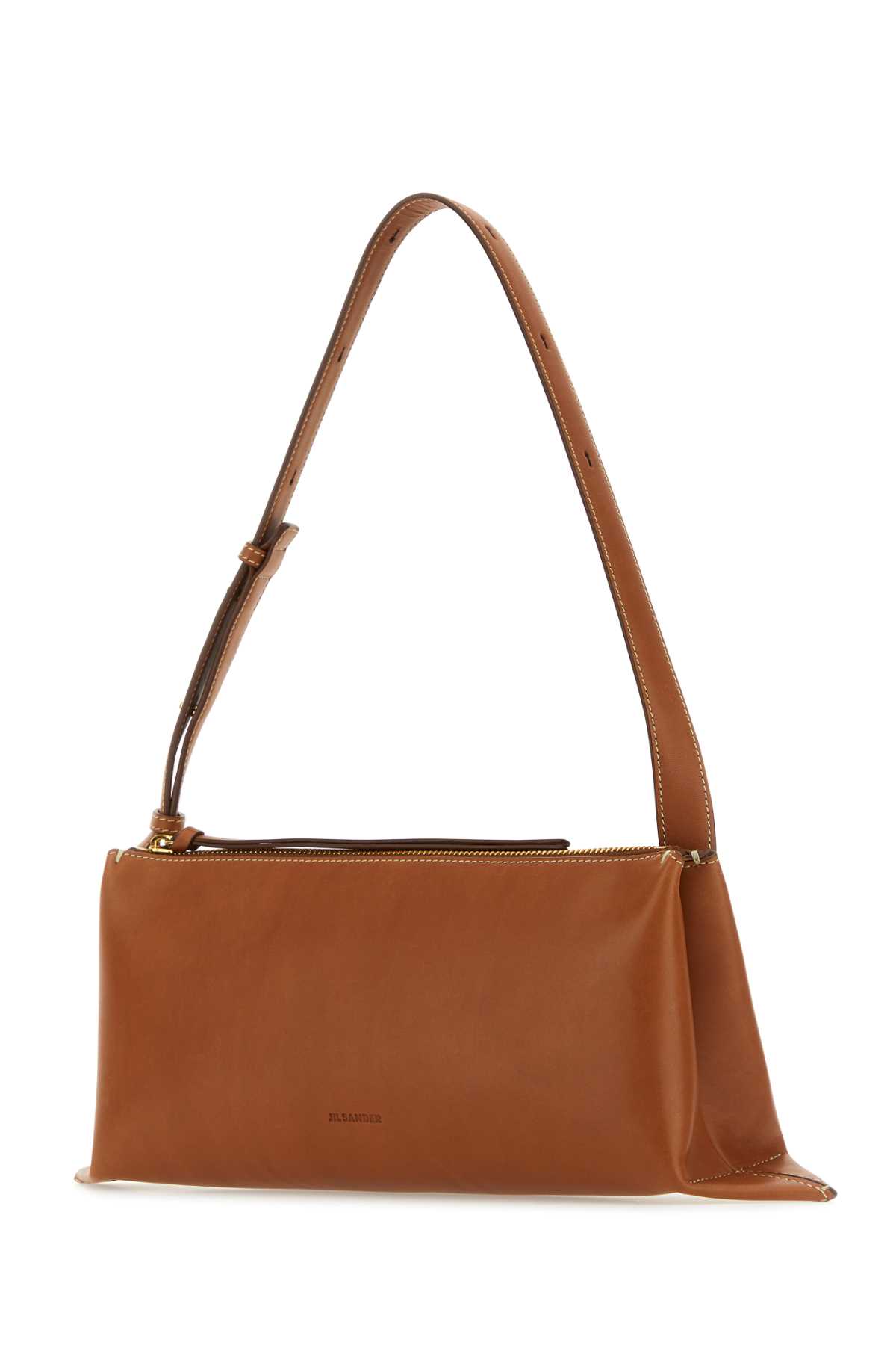 Shop Jil Sander Light Brown Leather Small Empire Shoulder Bag In 906