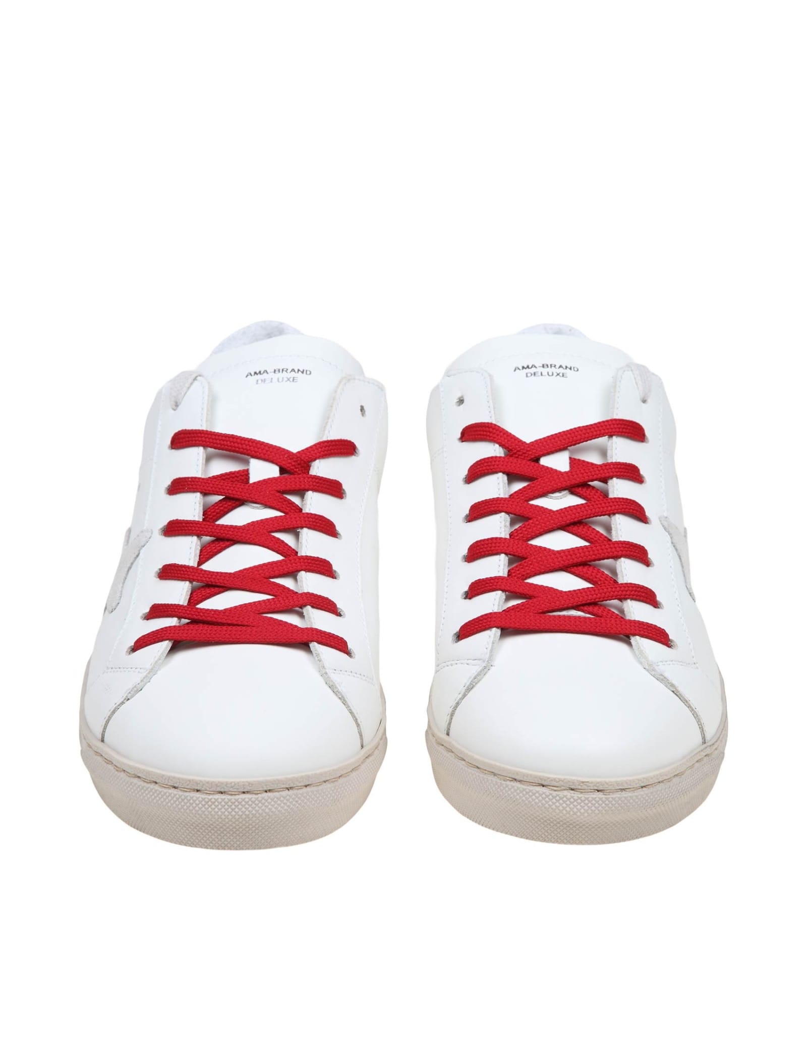 Shop Ama Brand White And Blue Leather Sneakers In White/blu
