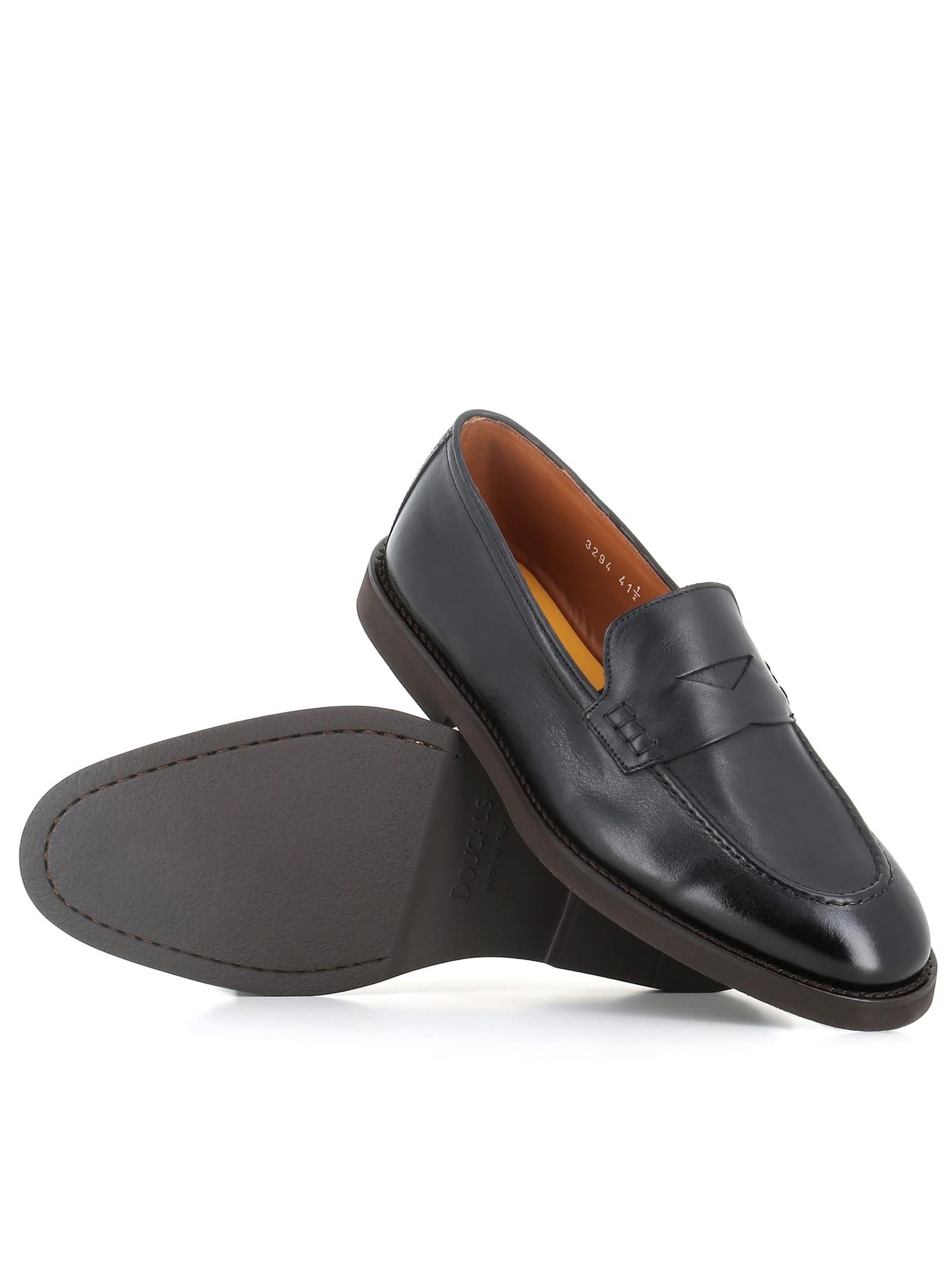Doucal's Penny Loafer With Smooth Leather Finish In Black