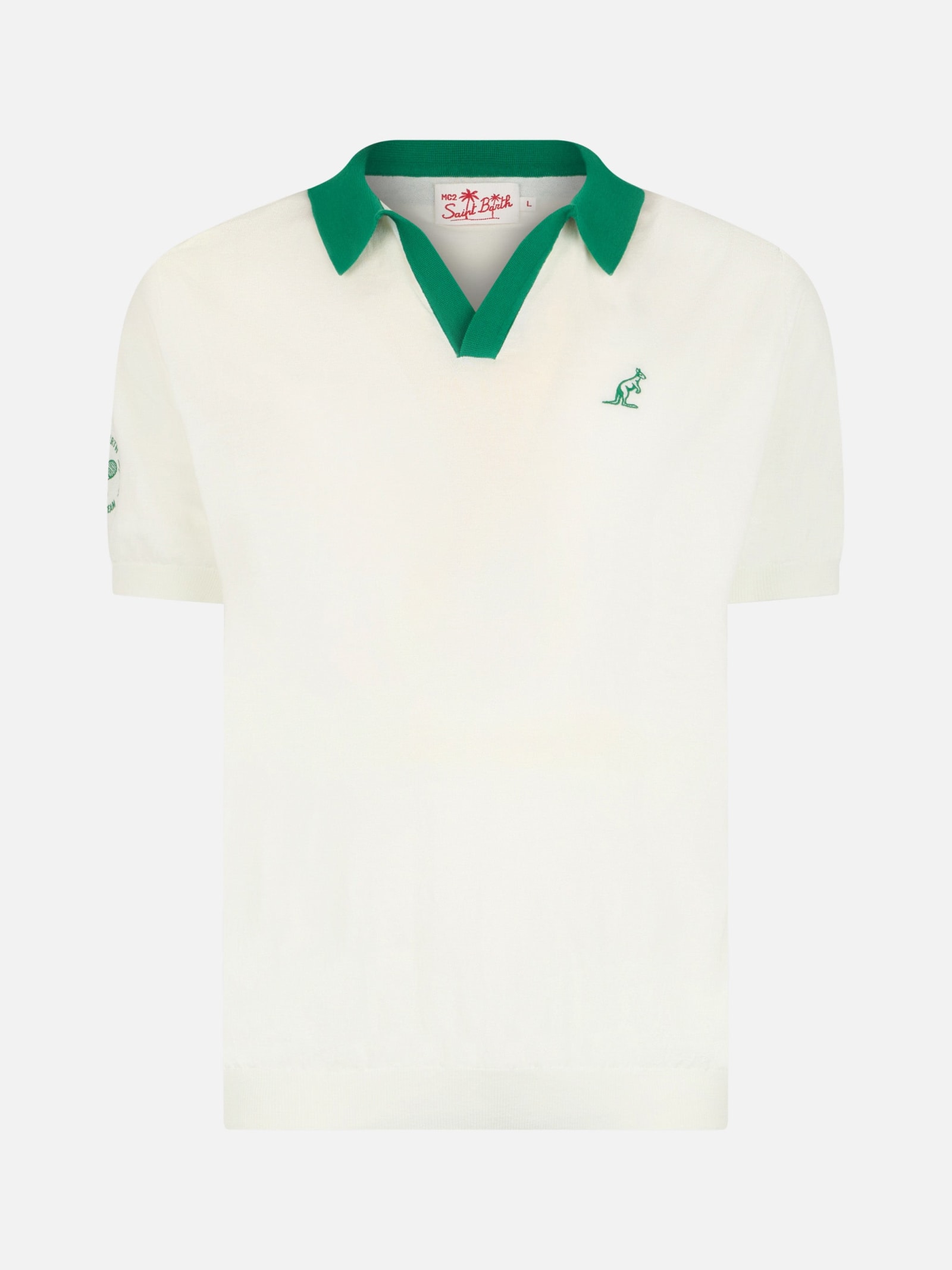 Mc2 Saint Barth Man Off-cream Knitted Polo Shirt Newcomb Australian Brand Special Edition In White