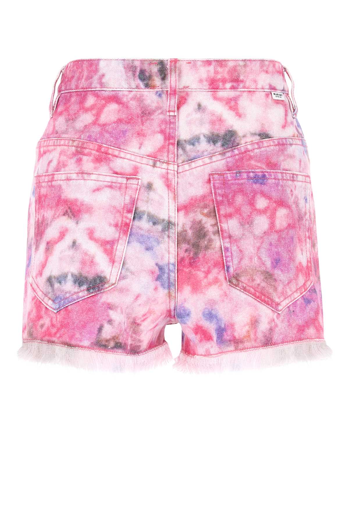 Marant Etoile Printed Denim Lesia Shorts In Purple