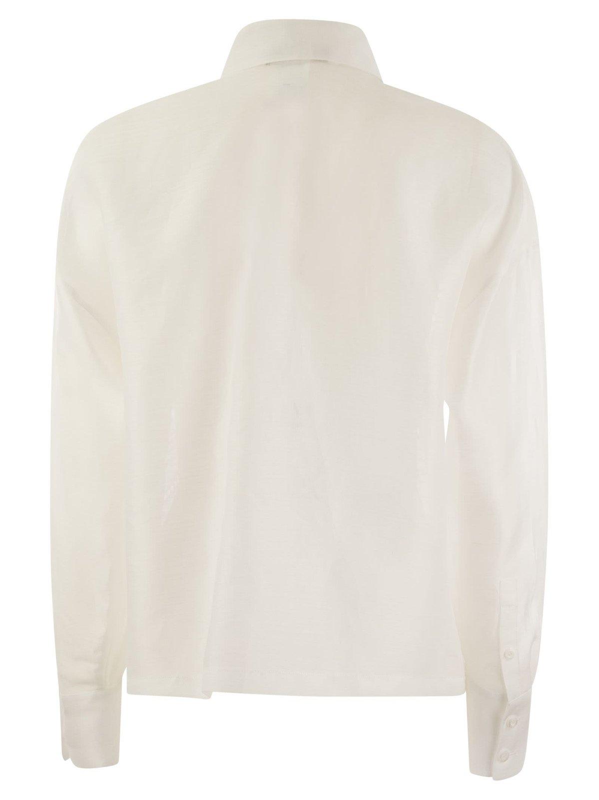 Shop Max Mara Buttoned Long-sleeved Shirt  Studio In White
