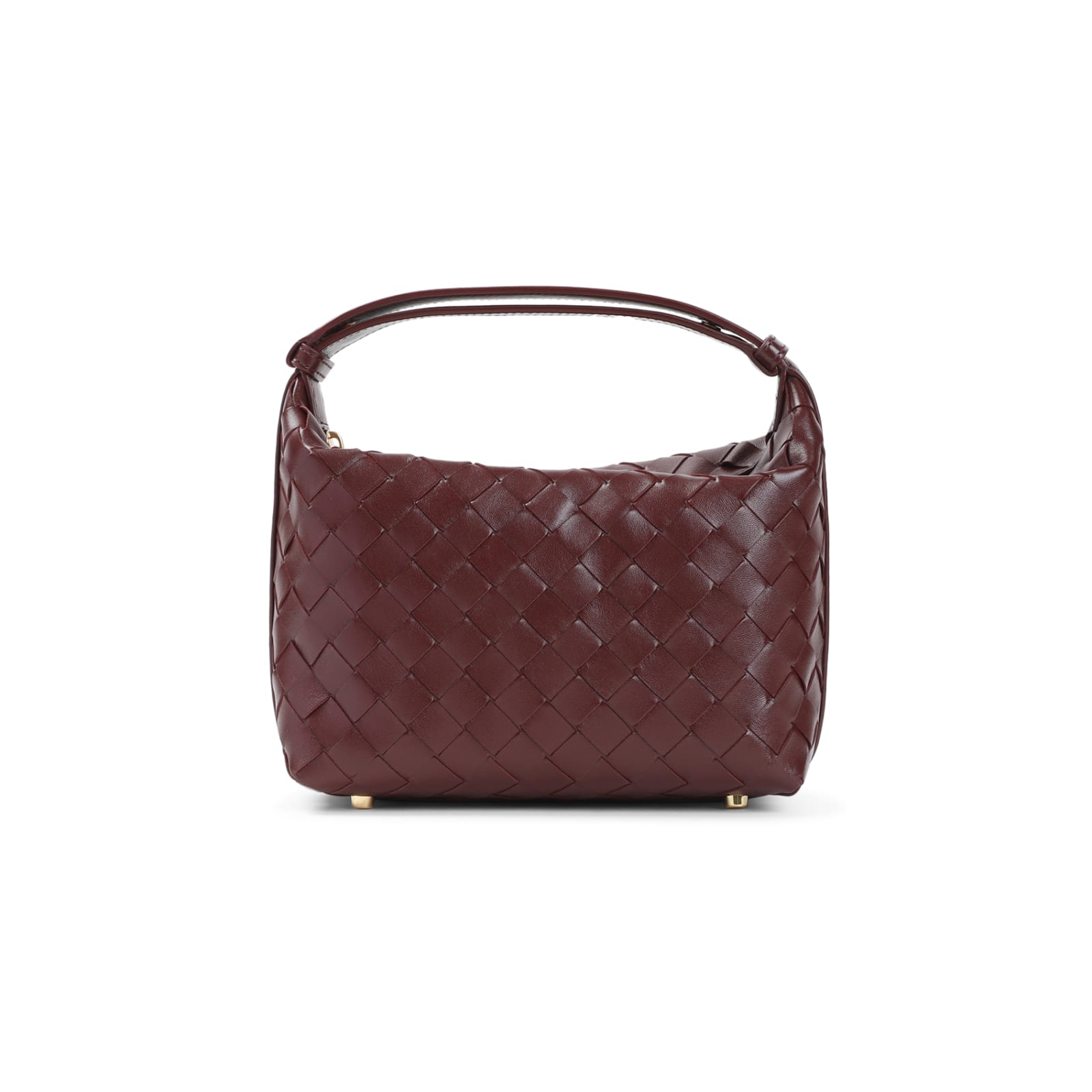 Bottega Veneta Mini Wallace Intreccio 15 Barolo Gold Leather Handbag