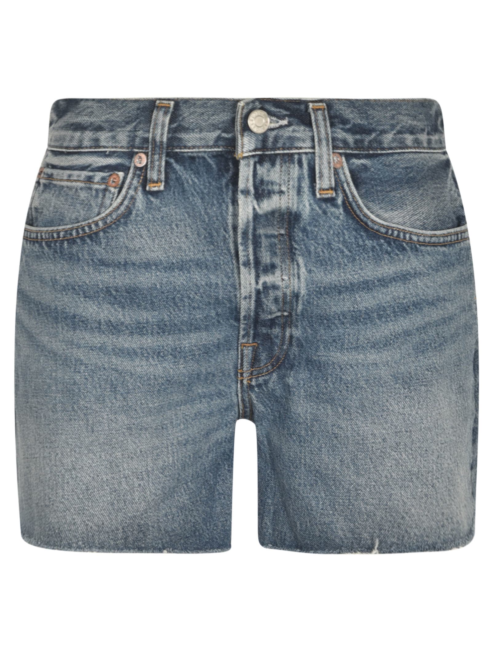 Shop Agolde Distressed Denim Shorts In Ruin