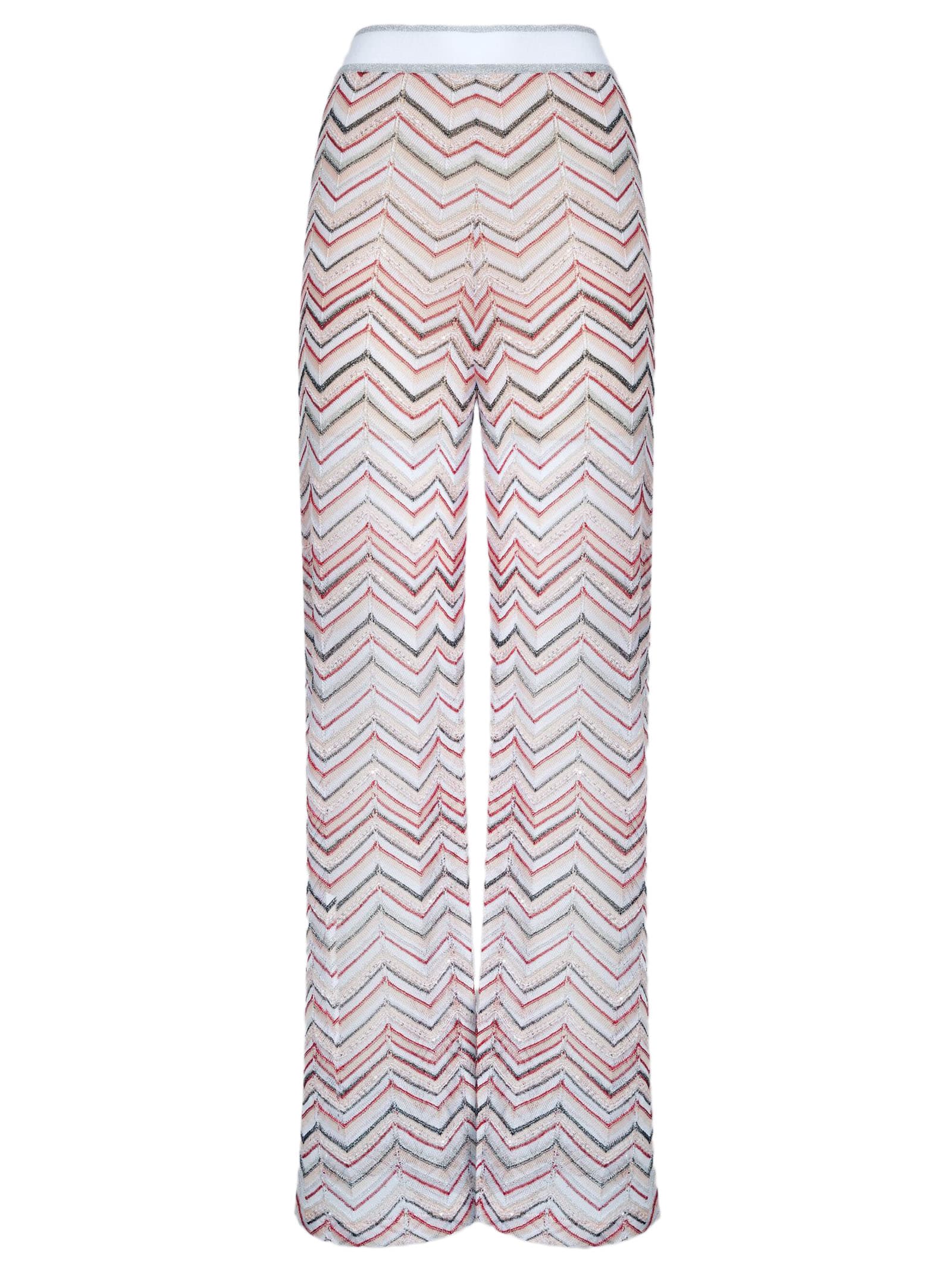 Shop Missoni Trousers In Zigzag Knit In White