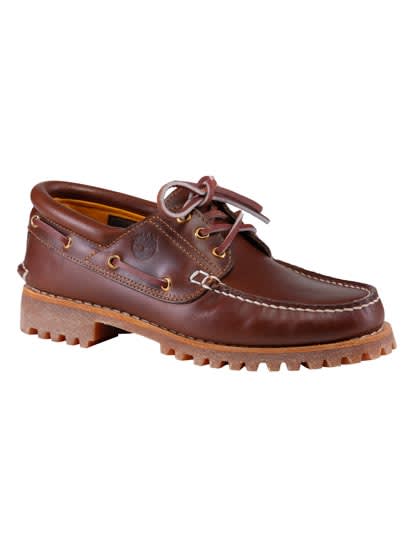 Timberland Brown Loafers With Embossed Logo On The Side And Low Block Heel In Leather Man In Orange
