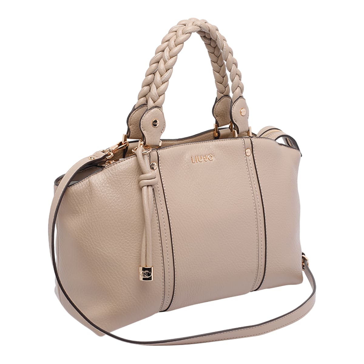 Liu •jo Logo Satchel Bag In Neutral