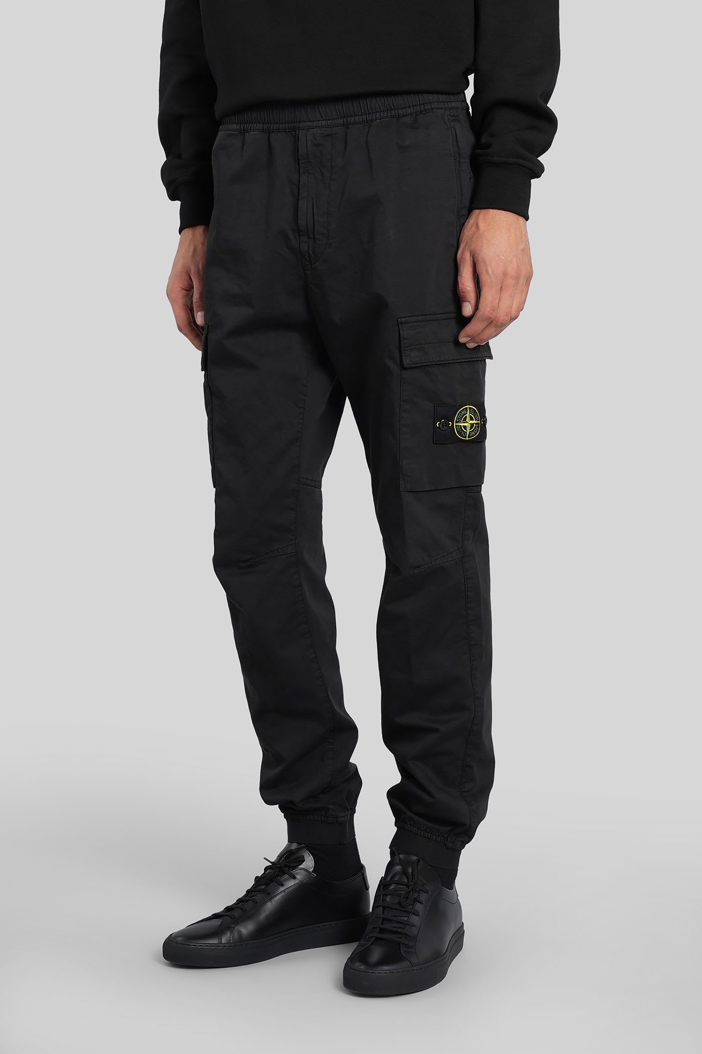 Stone Island Utility Trousers Featuring Elasticated Cuffs In Black